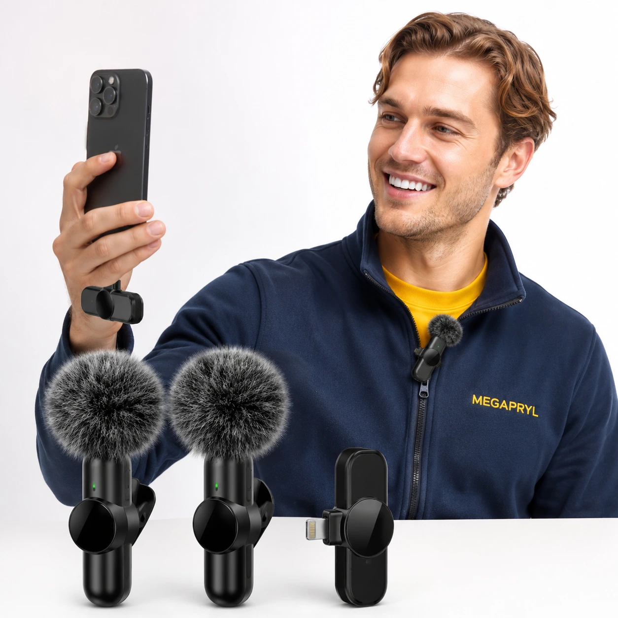 Trådlöst Mini Mikrofon Kit med Vindskydd för Mobilinspelning