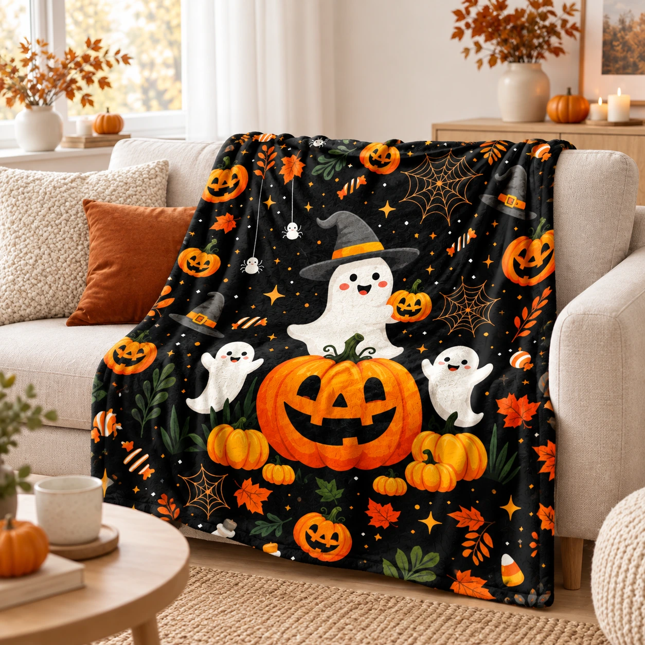 Kevyt ja pehmeä halloween-peitto sohvalle ja sängylle, 100x150cm