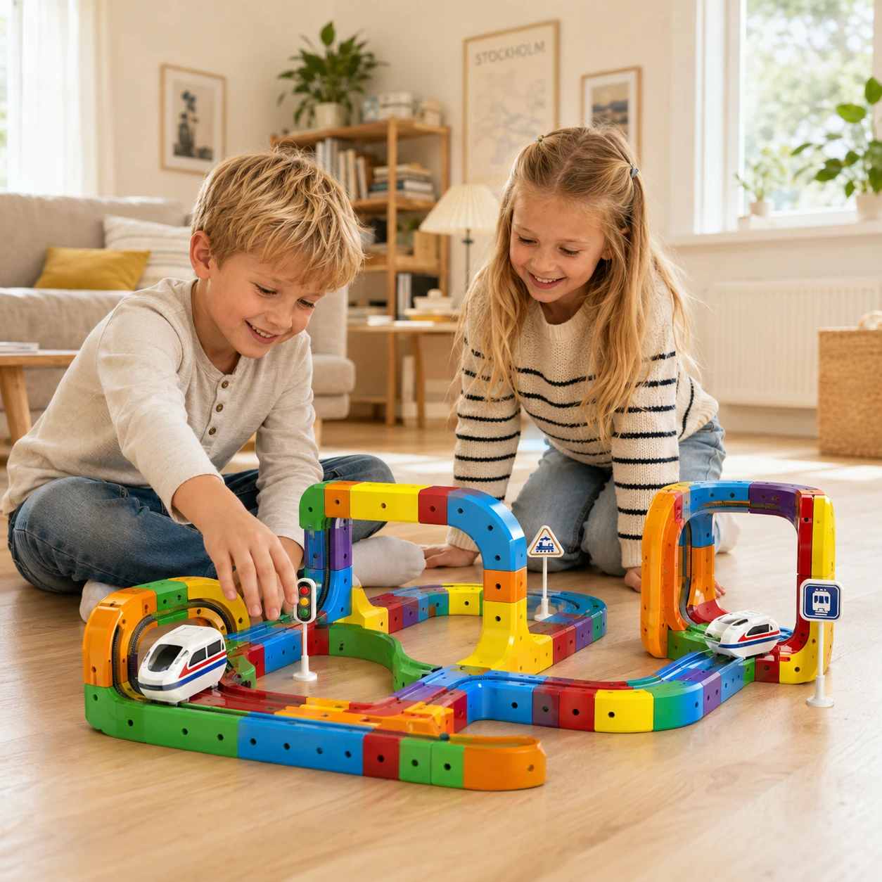 Magnetisk bilbana byggset med USB-laddad bil