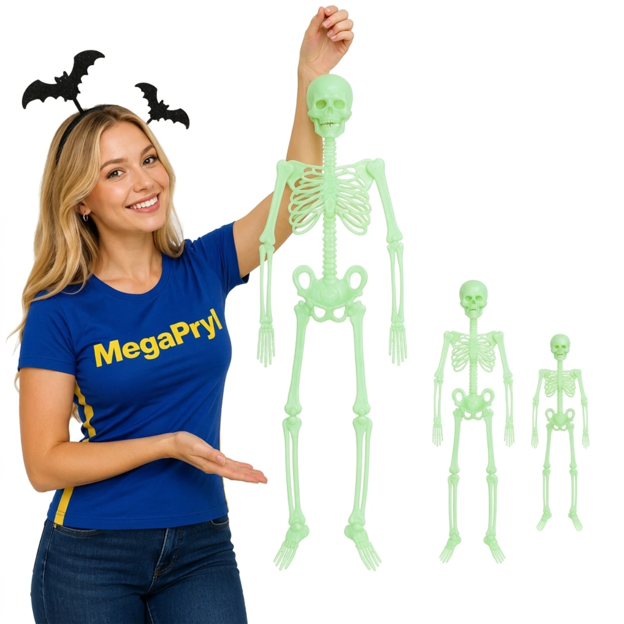 Lysande hängande skelett för halloween och dekoration