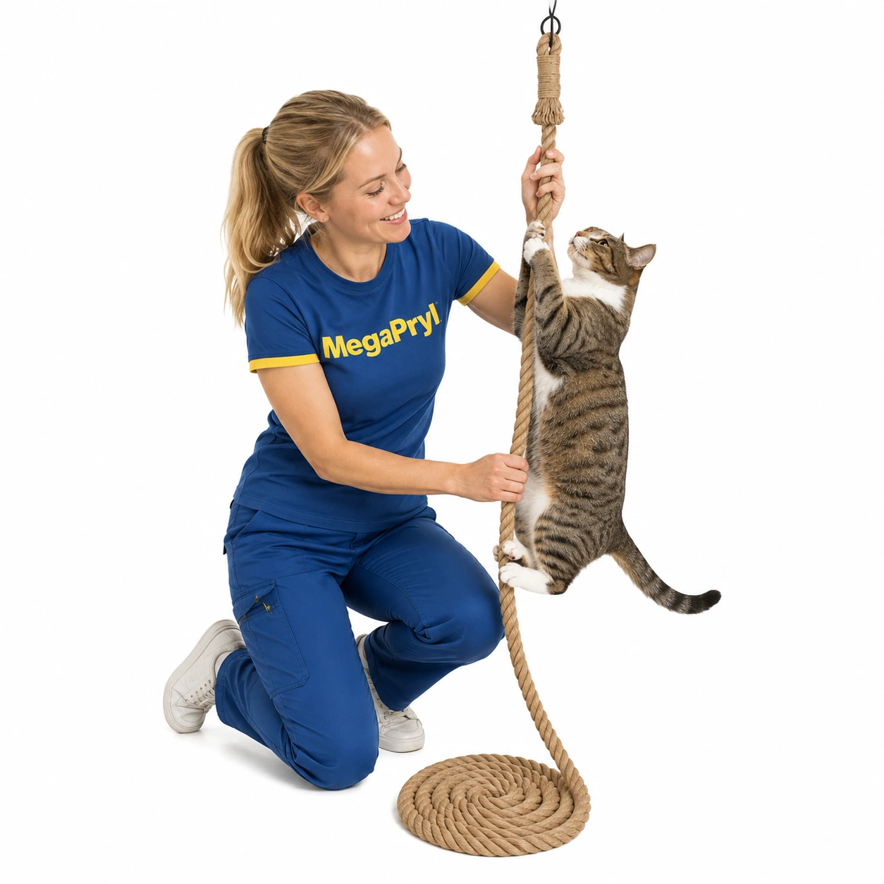 Klätterrep för katt med tak- eller väggfäste, 3 m