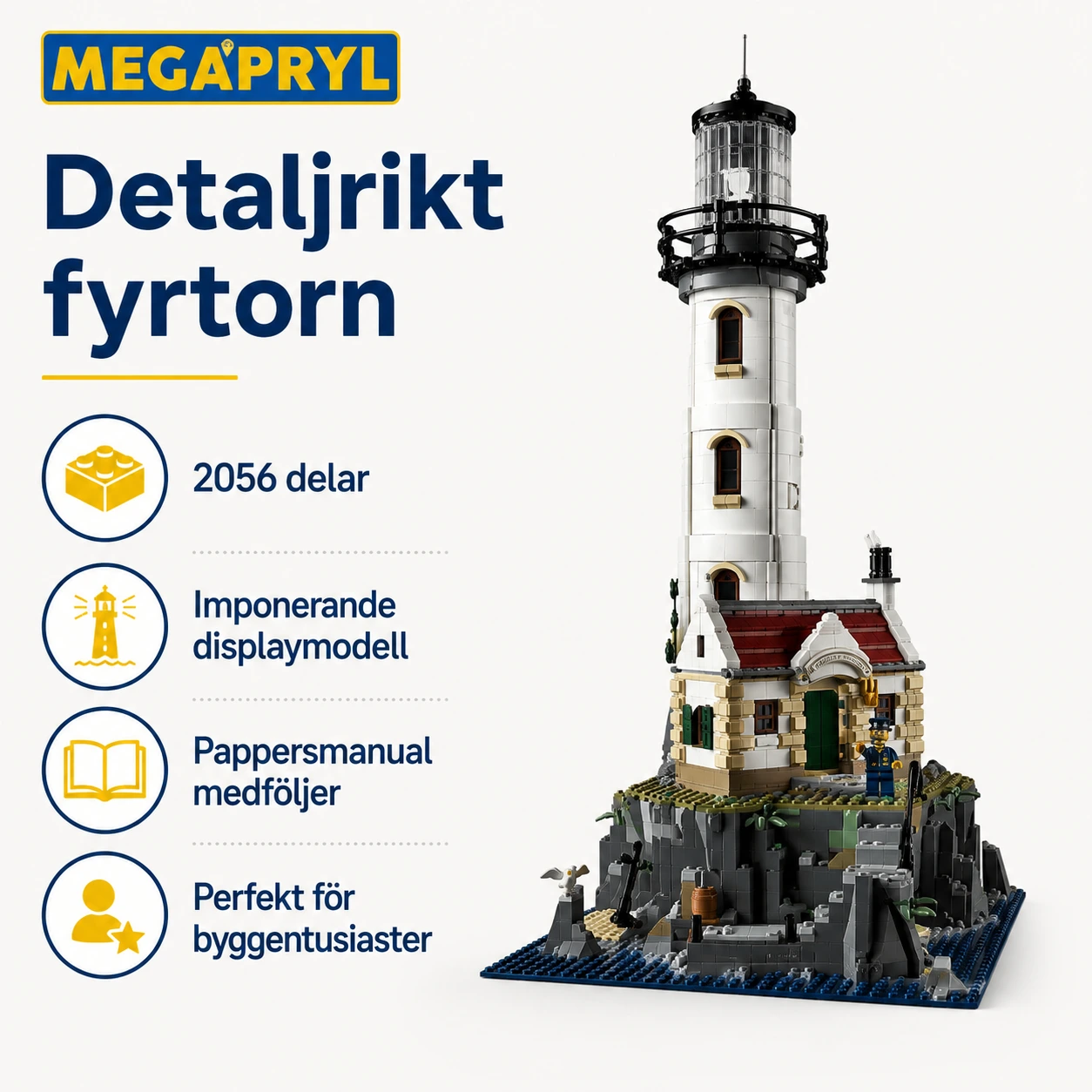 Byggklossset Fyrtorn 2056 Delar med Pappersmanual