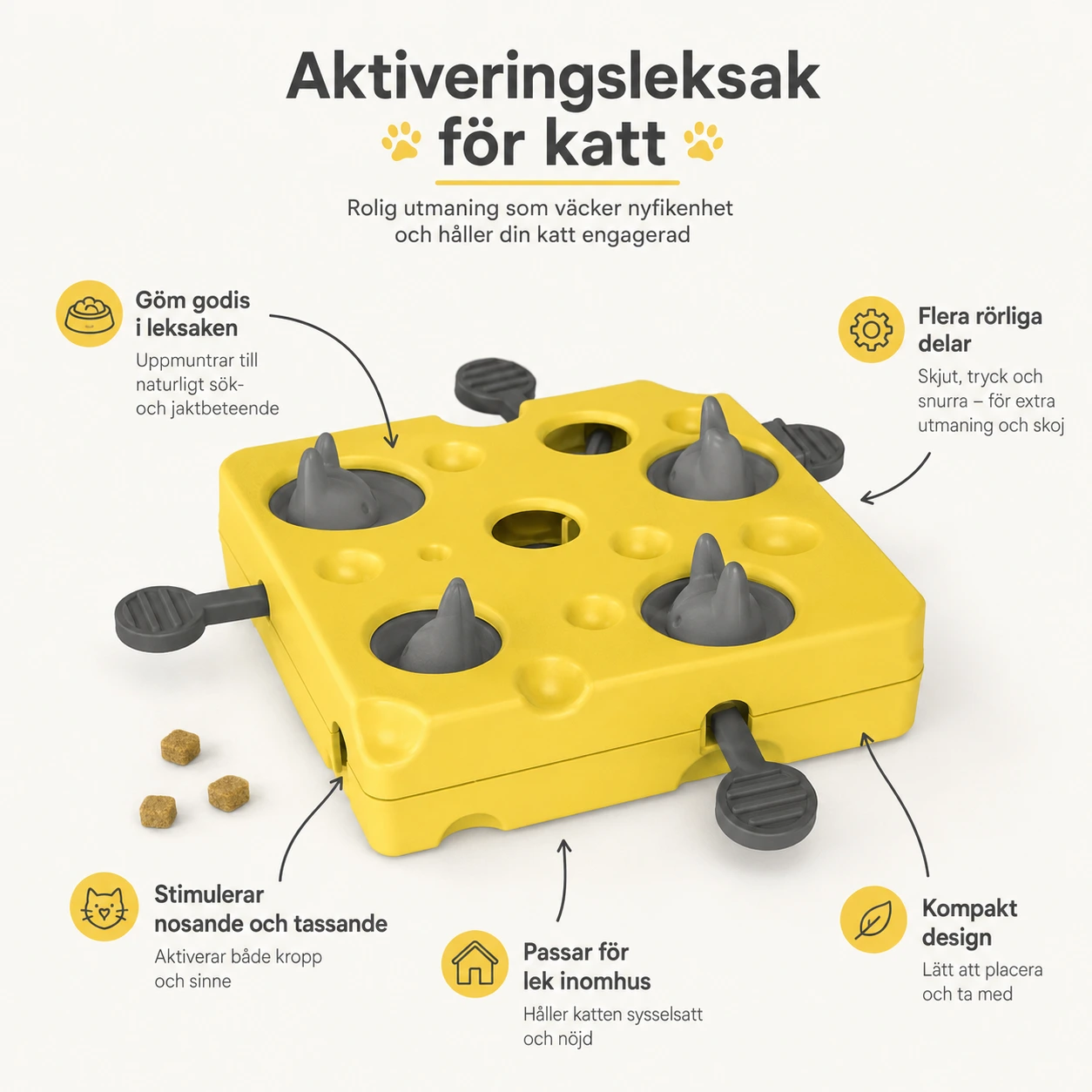 Aktiveringsleksak för katt med godisgömma