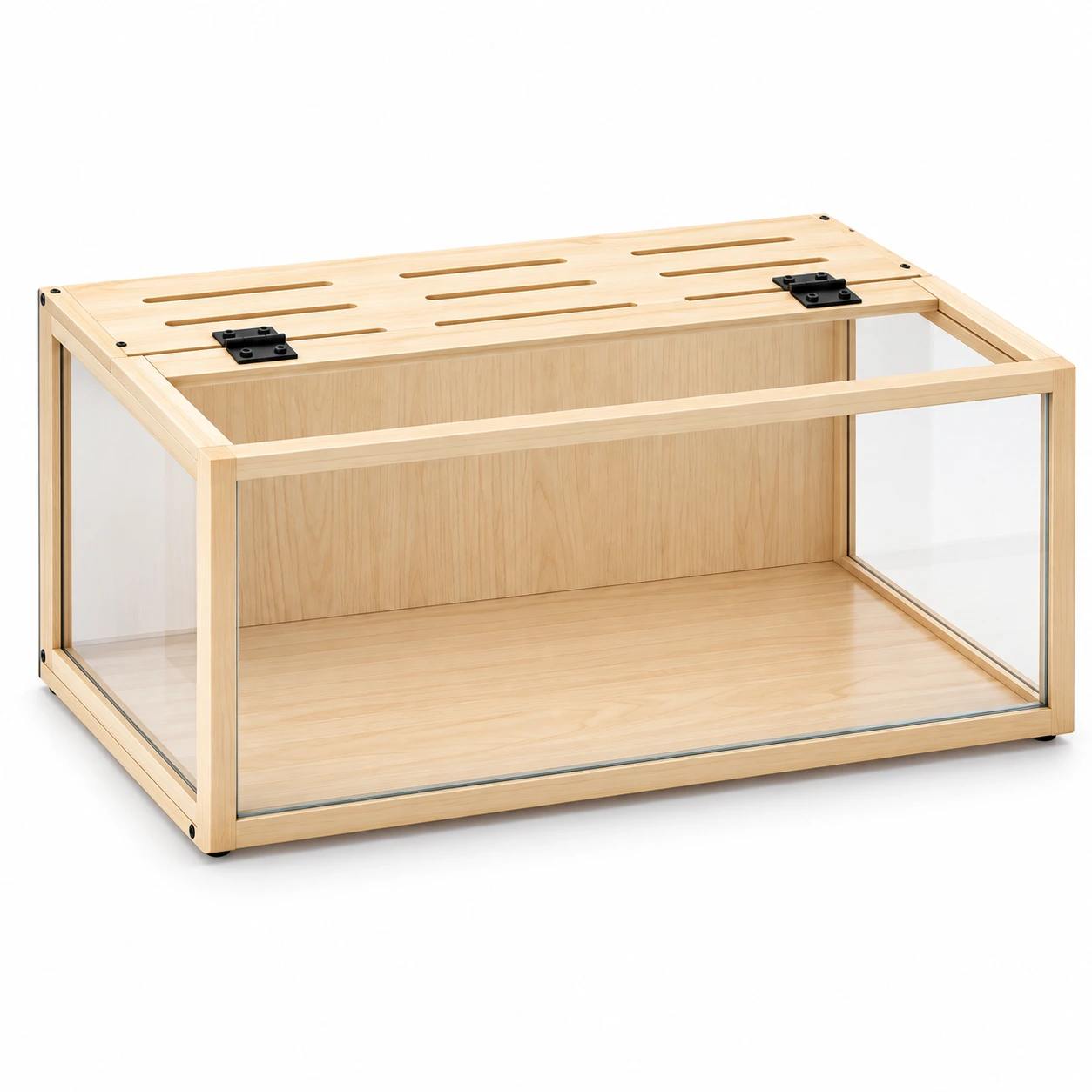 Hamsterbur i trä med härdat glas