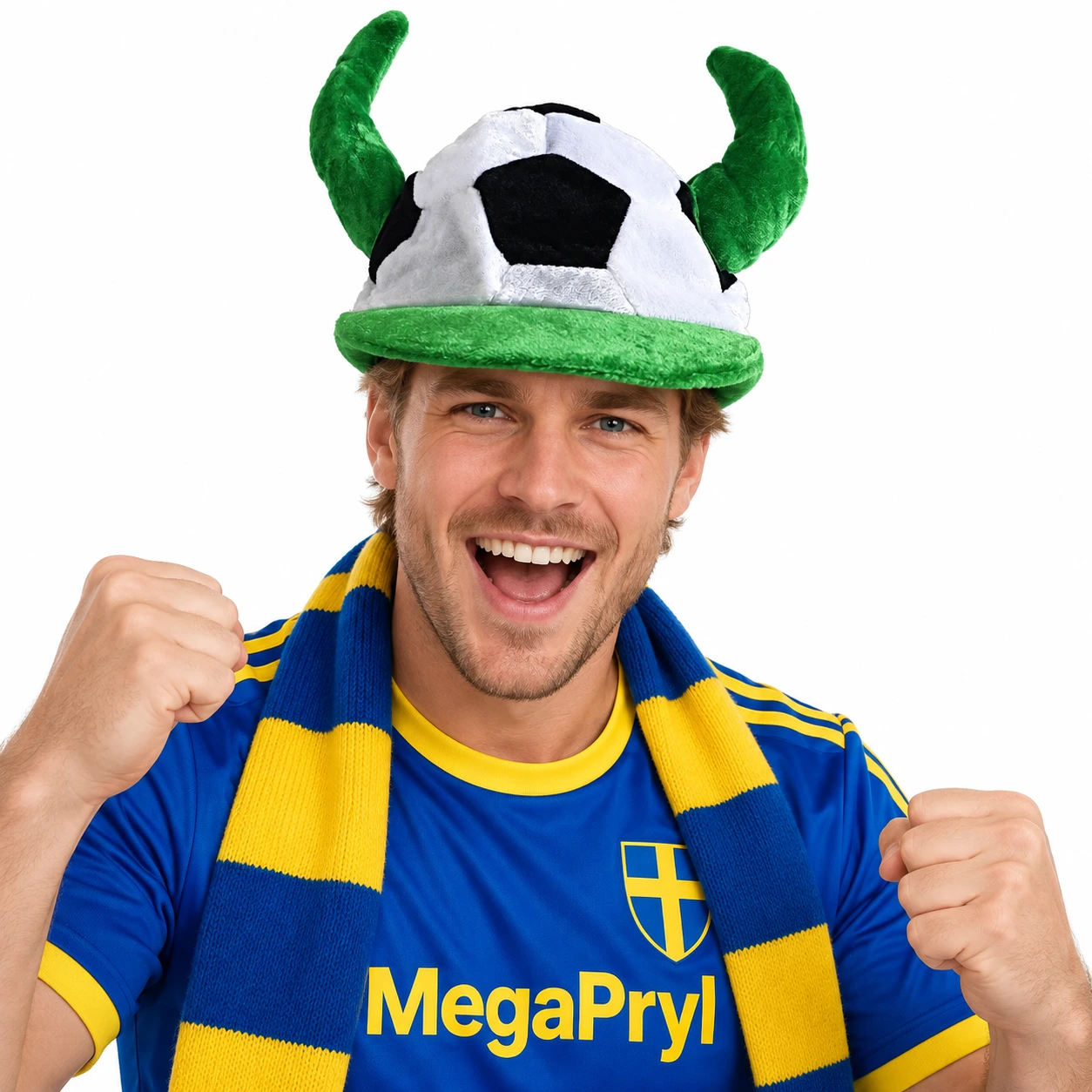 Fotbollsmössa med Horn i Grön och Röd