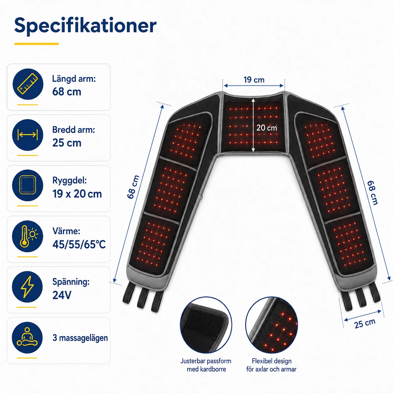 Axel- och Armmassagerare med Rött Ljus och Värme