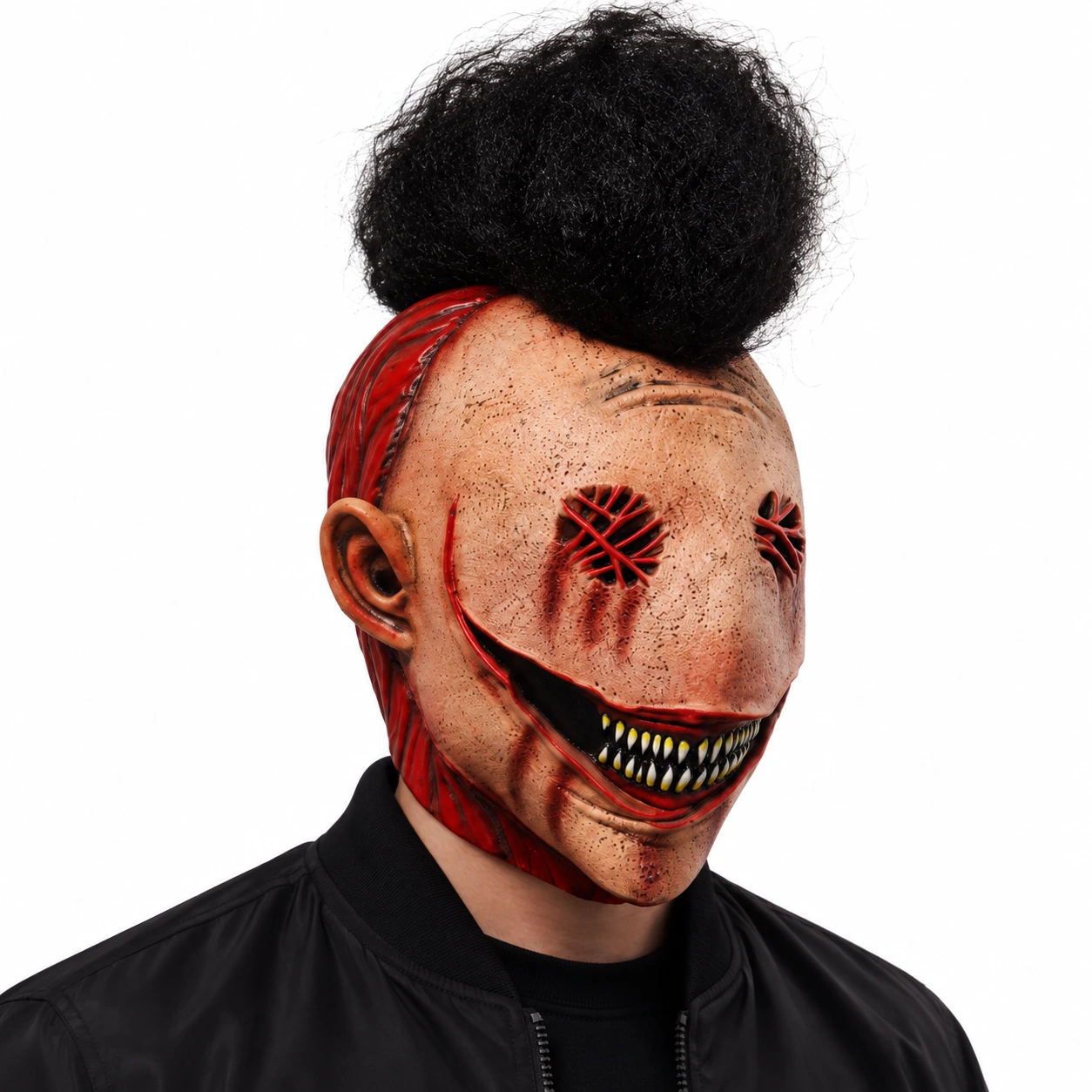Mask djävulskalle i latex med svart hår