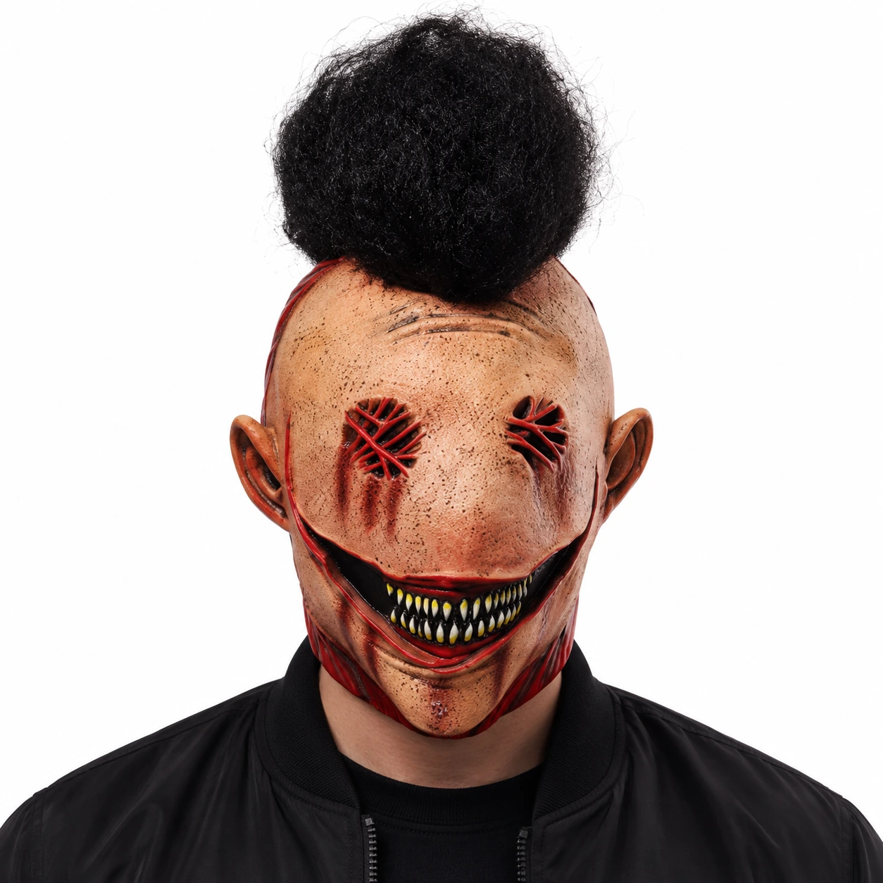 Mask djävulskalle i latex med svart hår