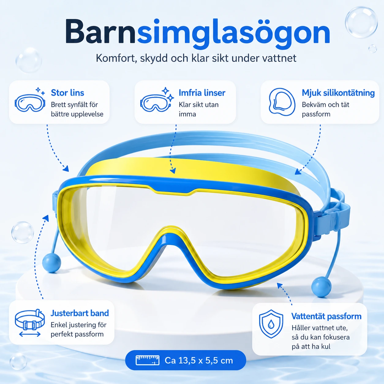 Simglasögon för Barn – Imfria & Vattentäta med Stor Lins