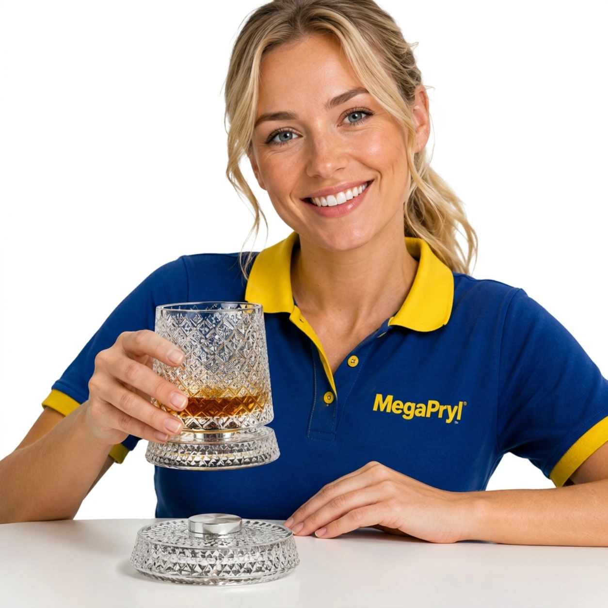 Roterande whiskyglas med glasbas