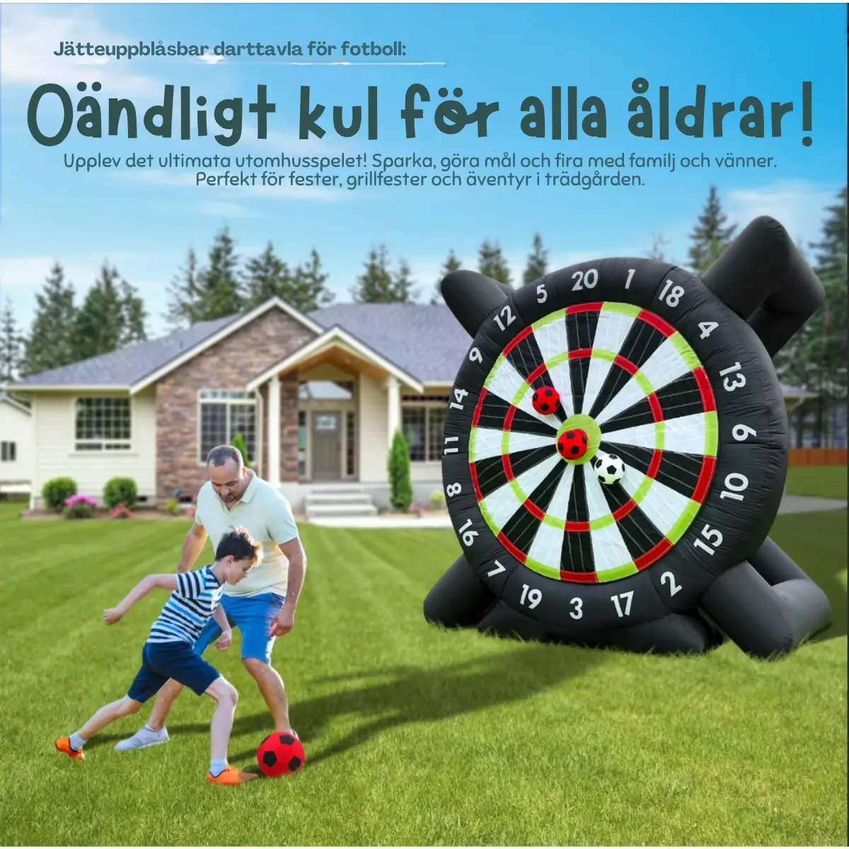 Jättestor Uppblåsbar Fotbollsdart 3m 4