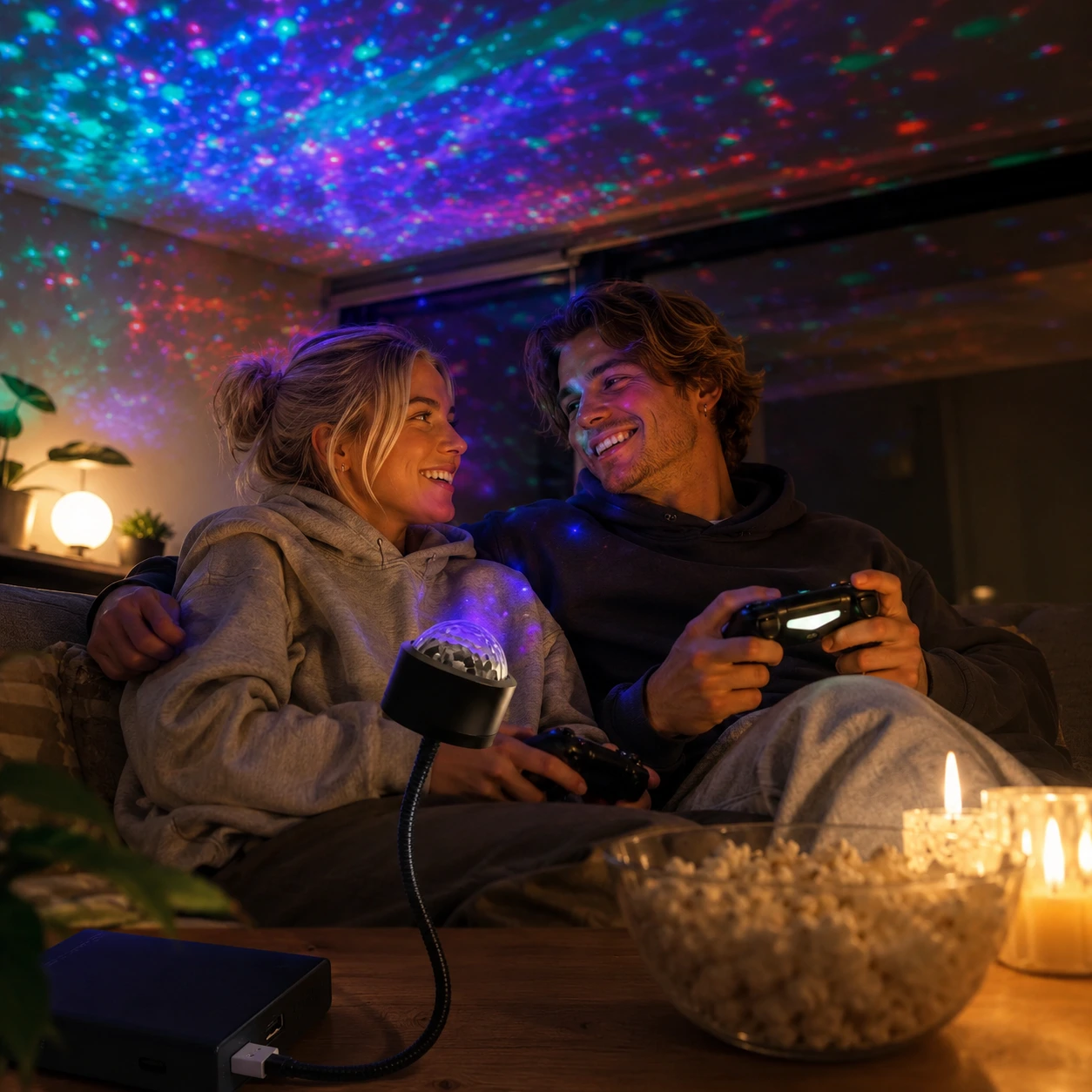 USB stjärnprojektor för bil och rum med justerbar hals