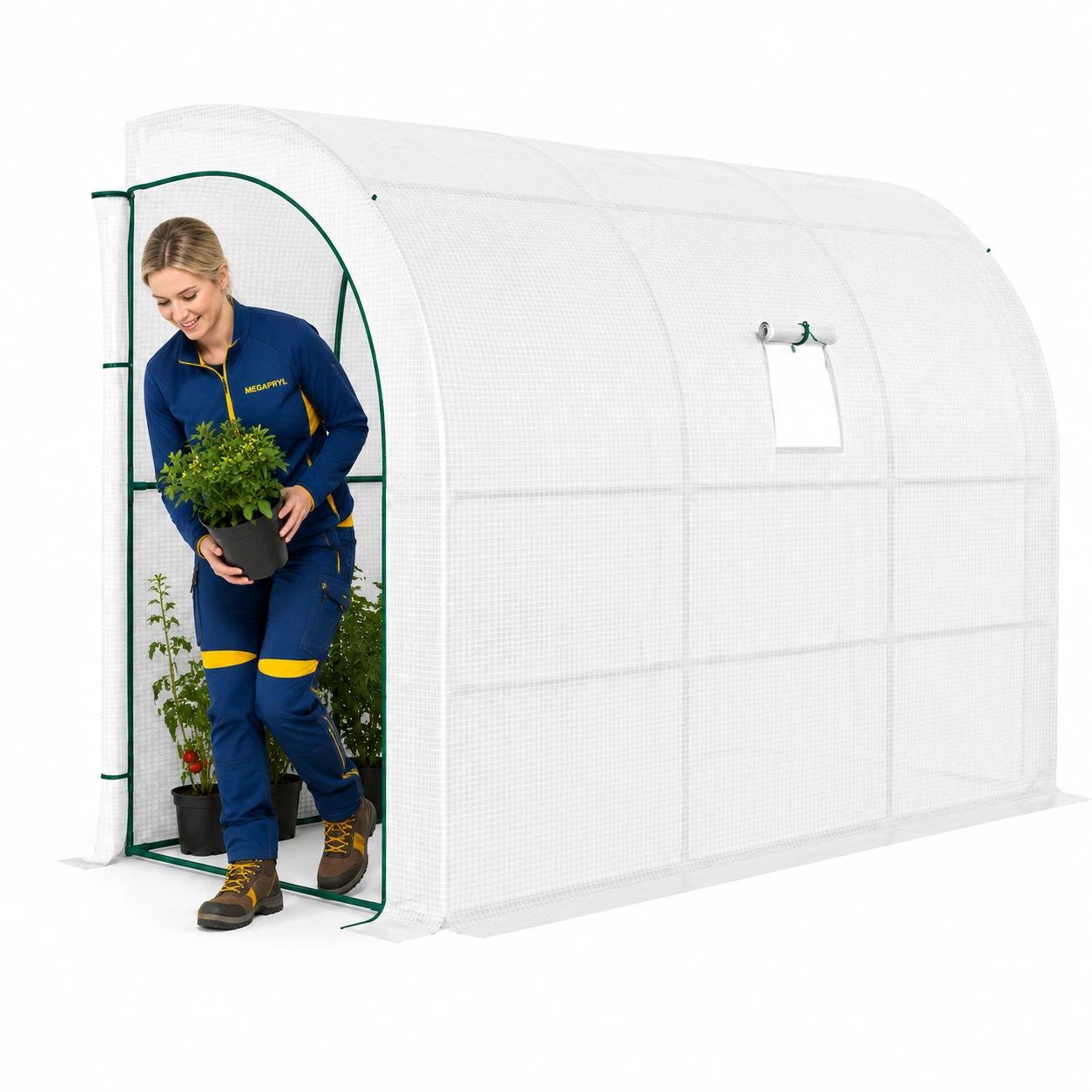 Växthus 300 x 150 x 213 cm med PE-överdrag