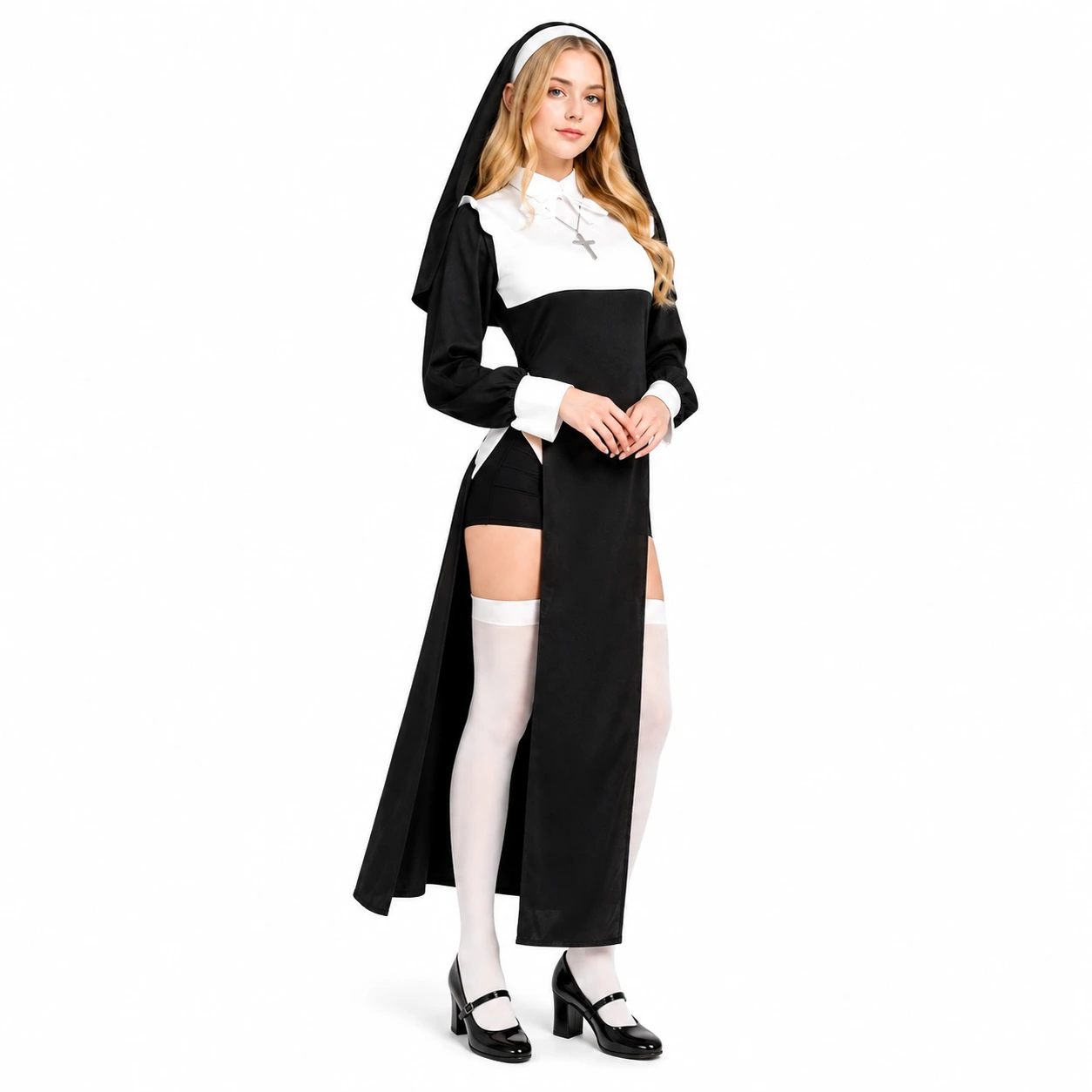 Nunna cosplay-dräkt för maskerad och cosplay