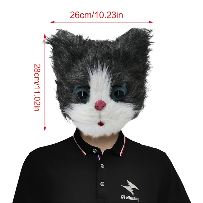 Katthuvudmask Latex - Plysch Djurmask 3