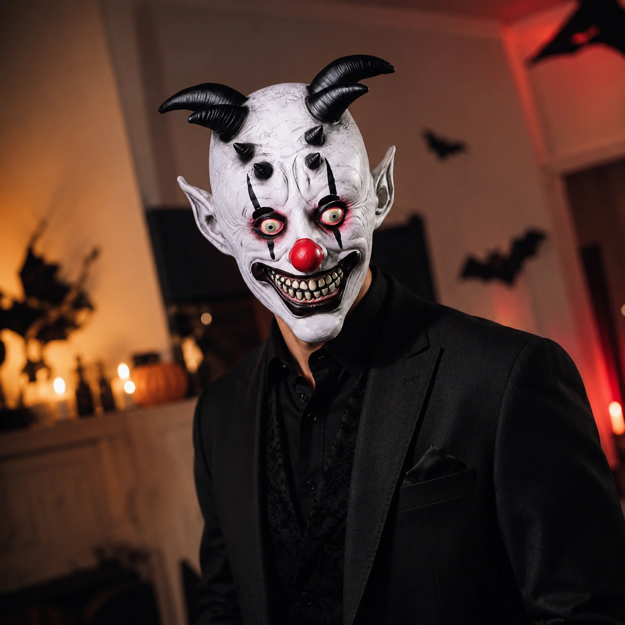 Demon clown-mask för halloween och maskerad