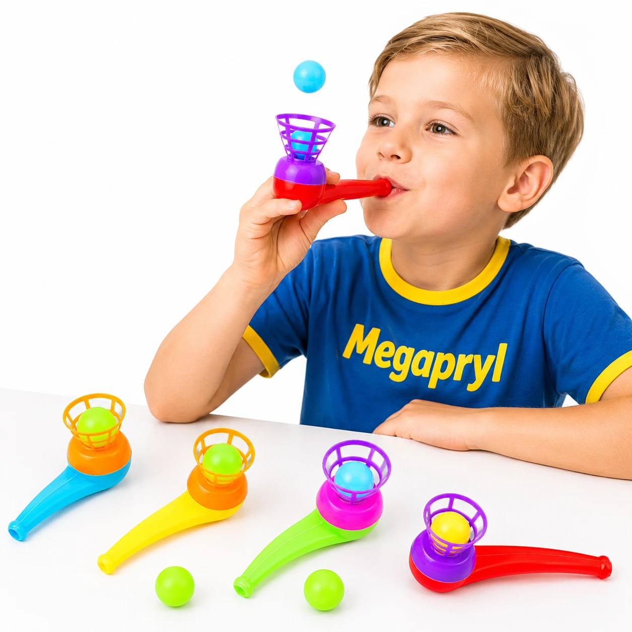 Blåsrörsspel med Svävande Boll för Barn