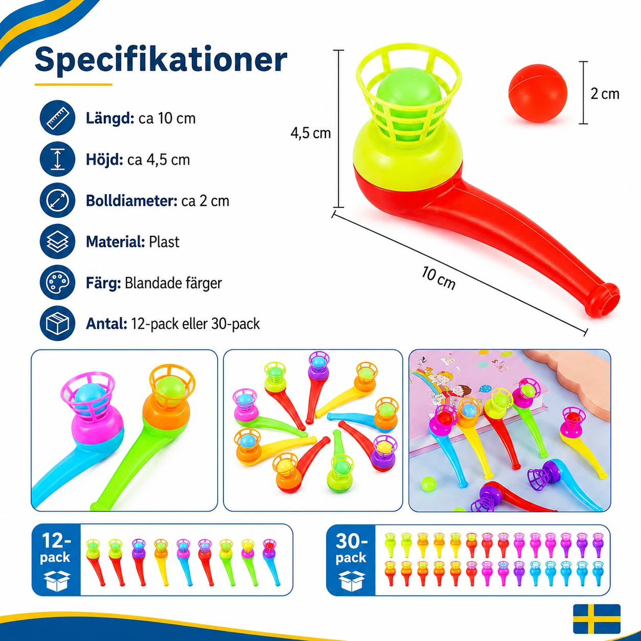 Blåsrörsspel med Svävande Boll för Barn