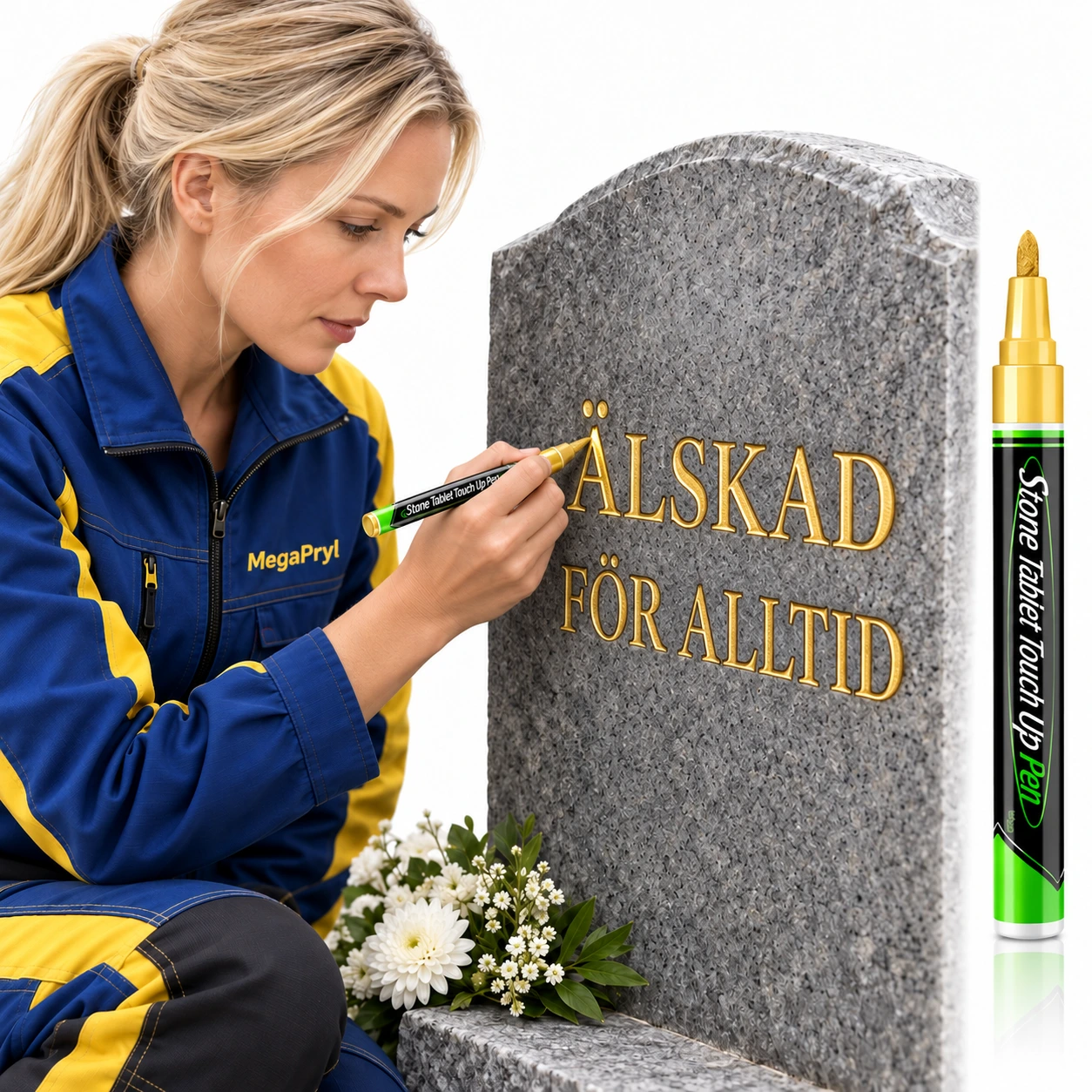 Gravstenspenna för uppfräschning av inskriptioner