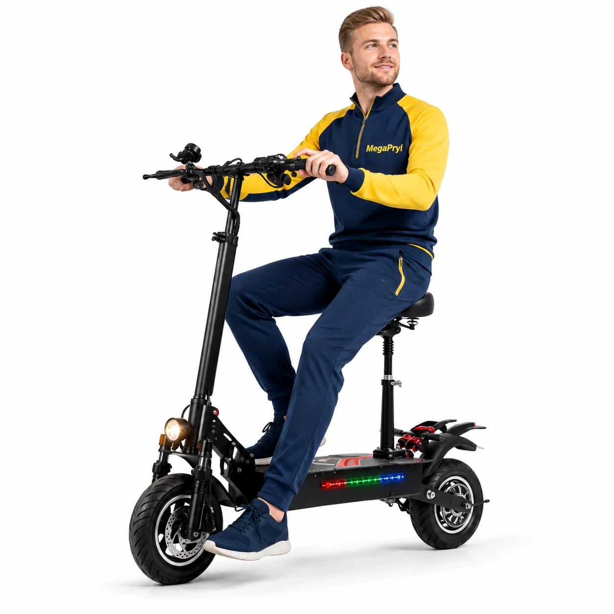 Elscooter med dubbla motorer 3200W, 10 tum och sadel