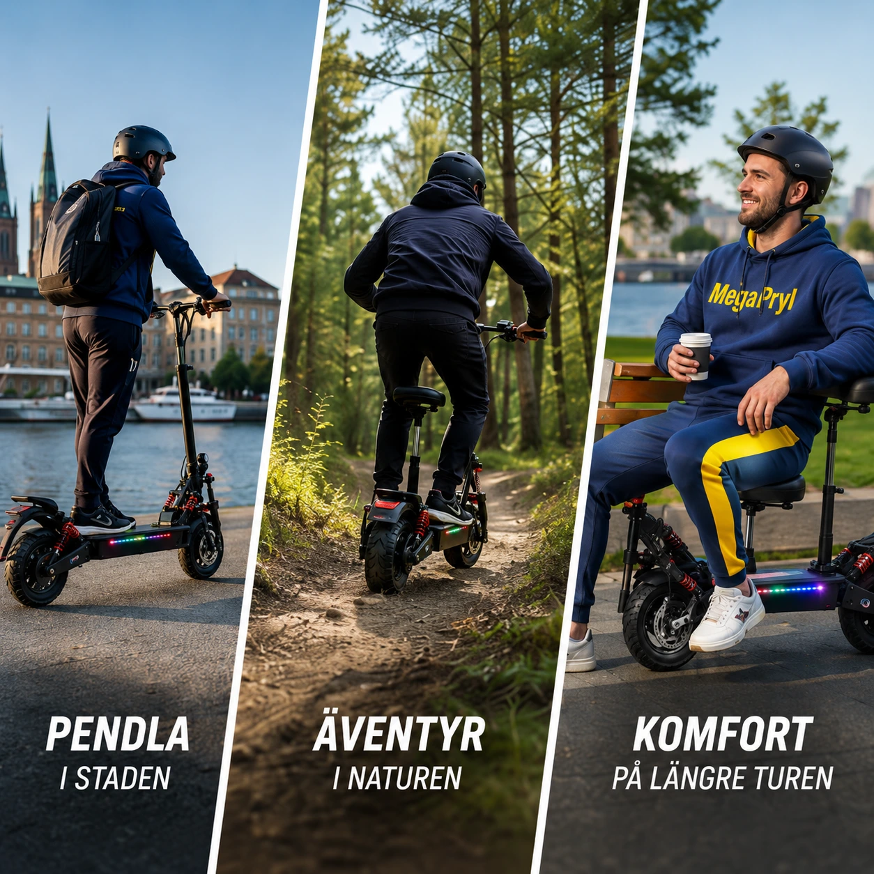 Elscooter med dubbla motorer 3200W, 10 tum och sadel