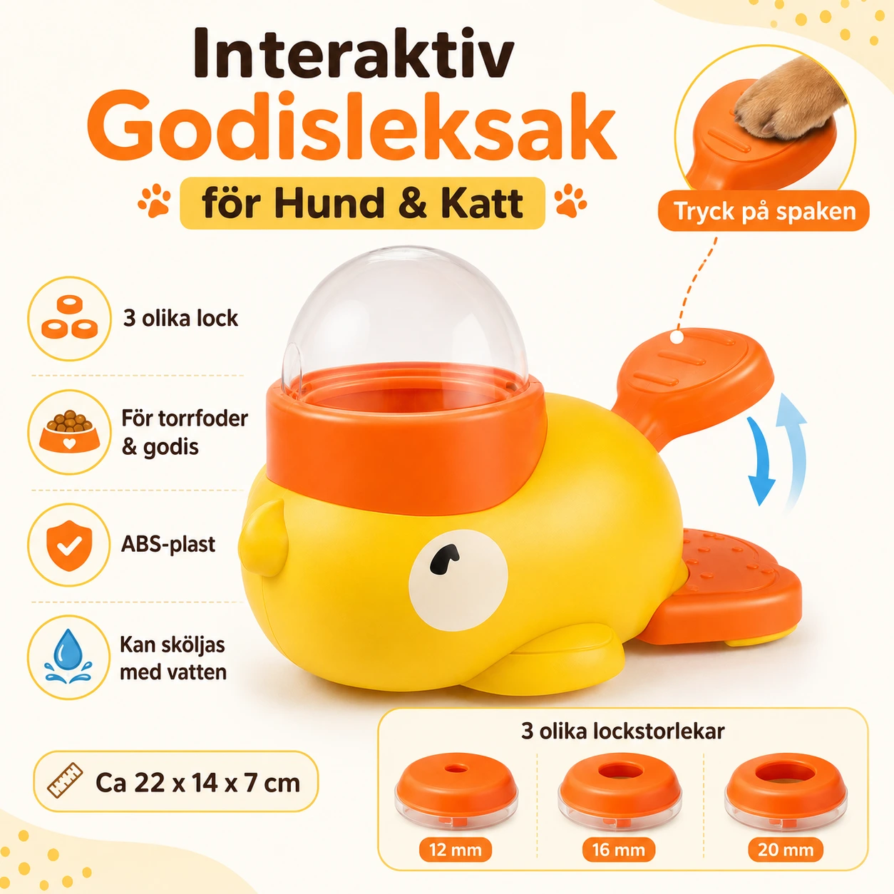 Godisleksak Ankformad för Hund & Katt – Interaktiv Matare