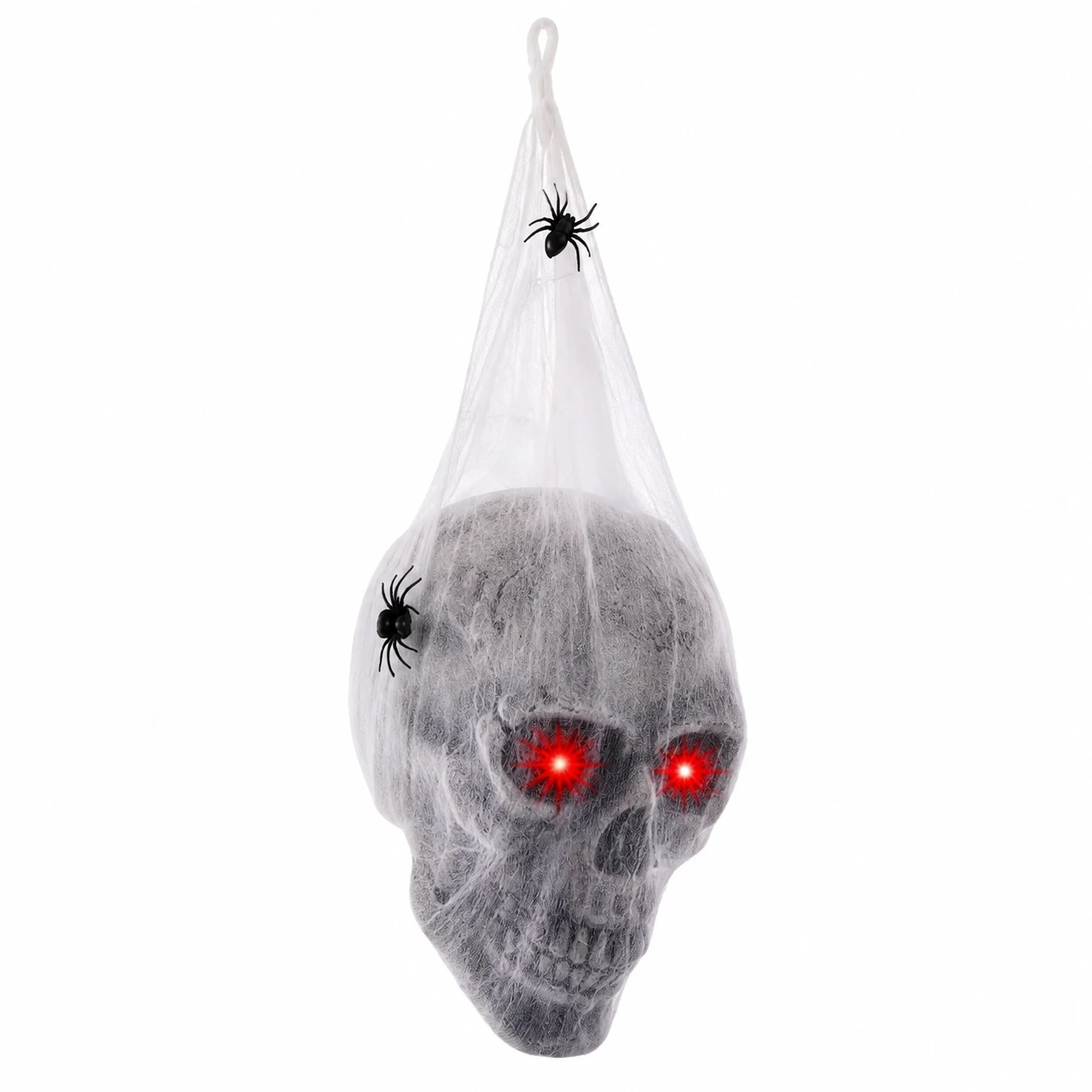Hängande dödskalle för halloween med lysande ögon