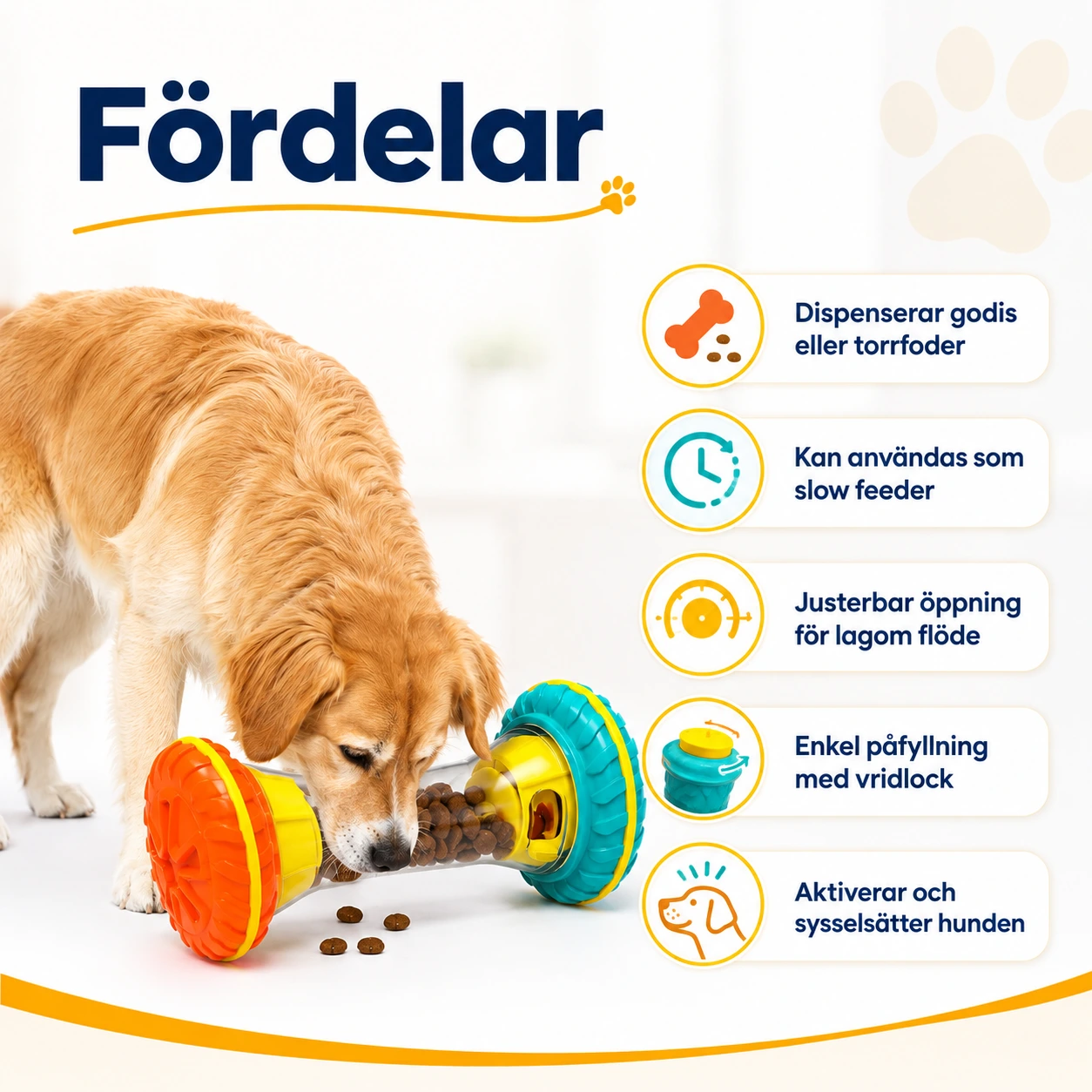 Aktiveringsleksak för hund med godisdispenser och slow feeder
