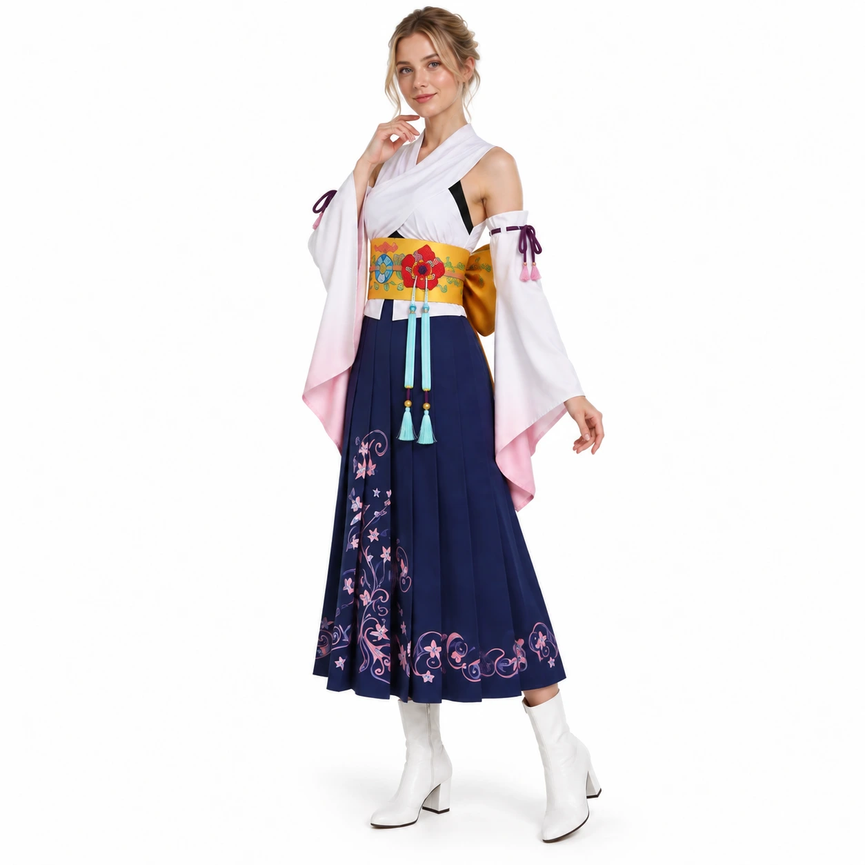 Klänning cosplay med lösa ärmar och obi