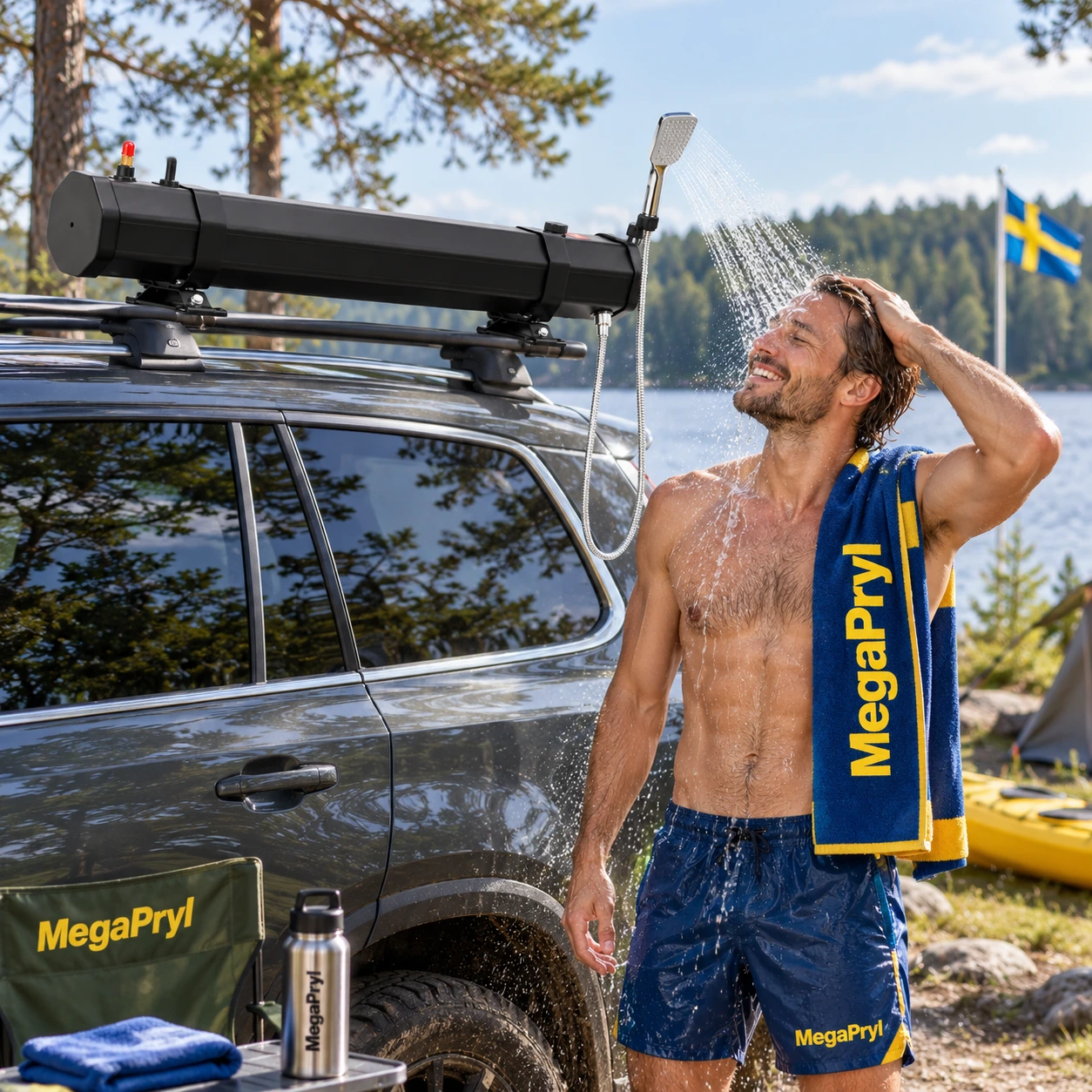 Aurinkolämmitteinen kattosuihku autoon, 30 l