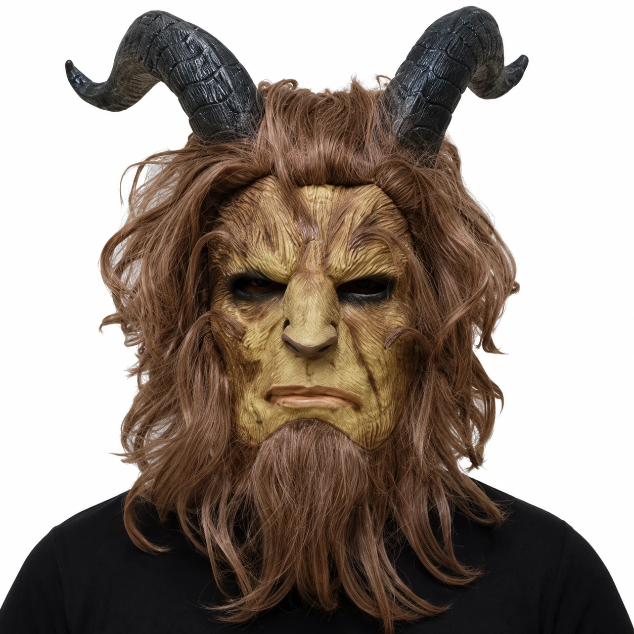 Mask getdjur i latex med långt hår