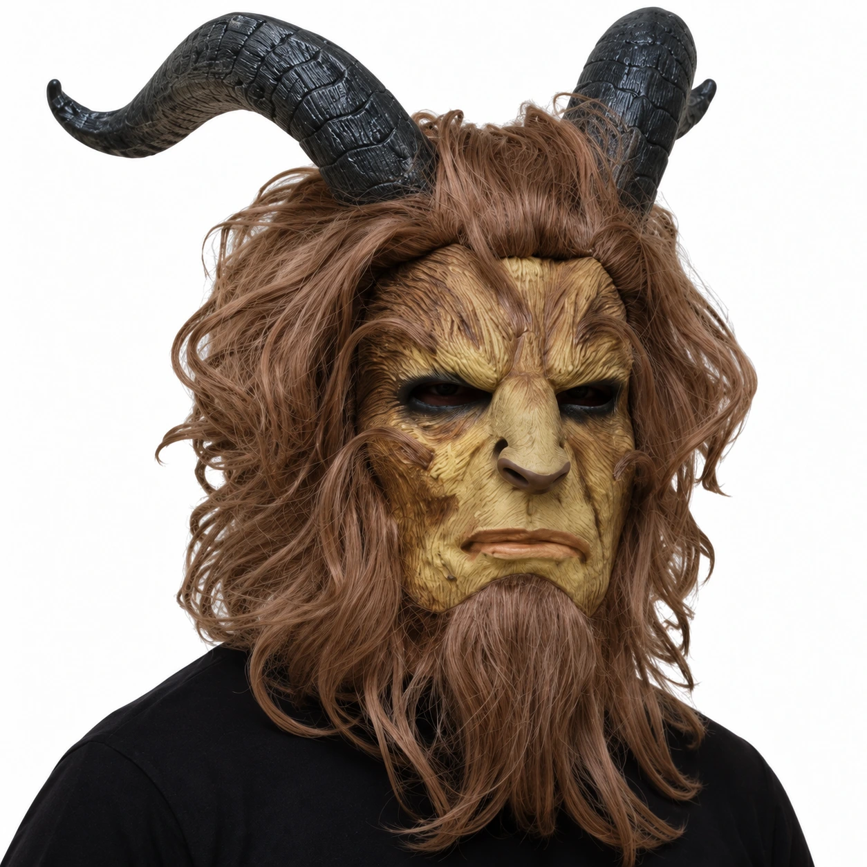 Mask getdjur i latex med långt hår