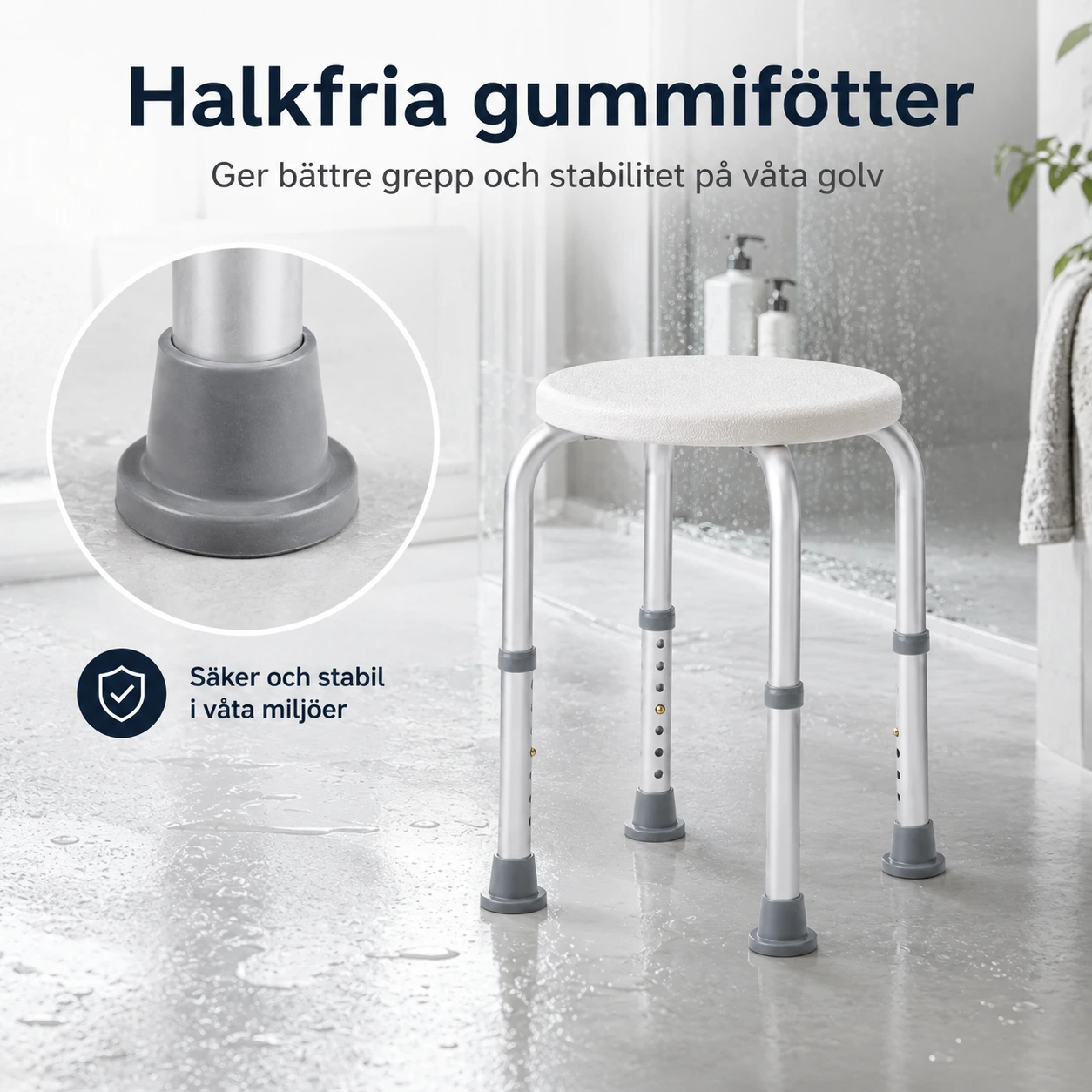 Rund Justerbar Duschpall med Halkfria Fötter