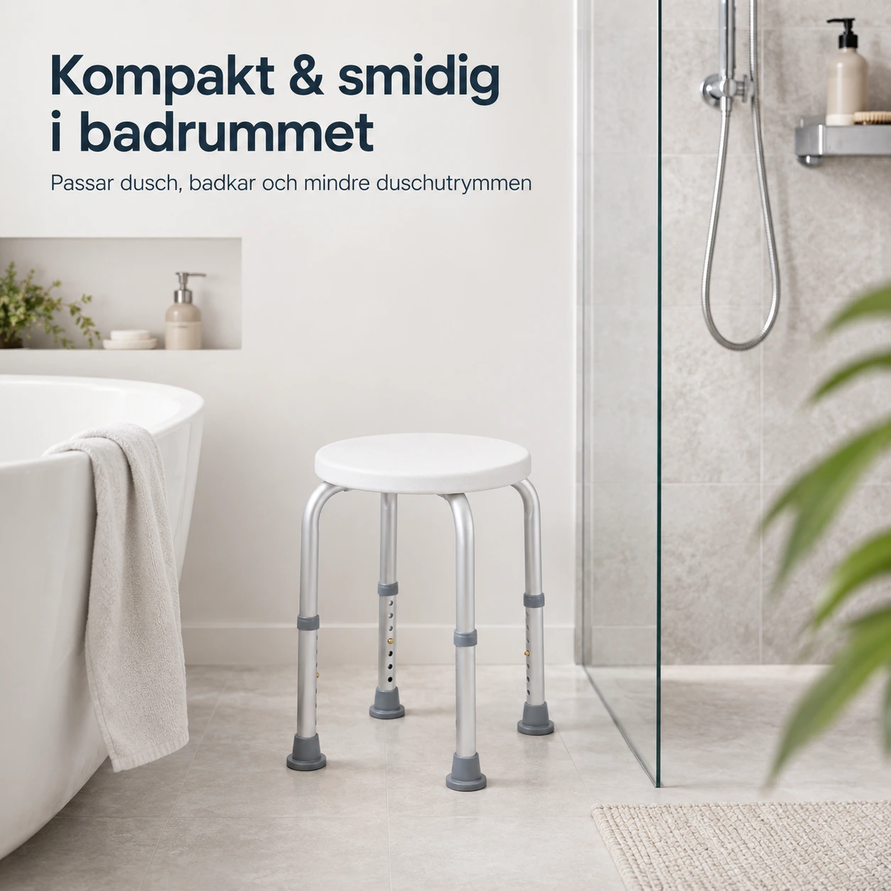Rund Justerbar Duschpall med Halkfria Fötter