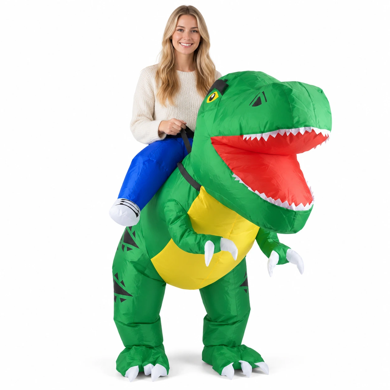Uppblåsbar Dinosaurie T-Rex Maskeraddräkt för Vuxna 