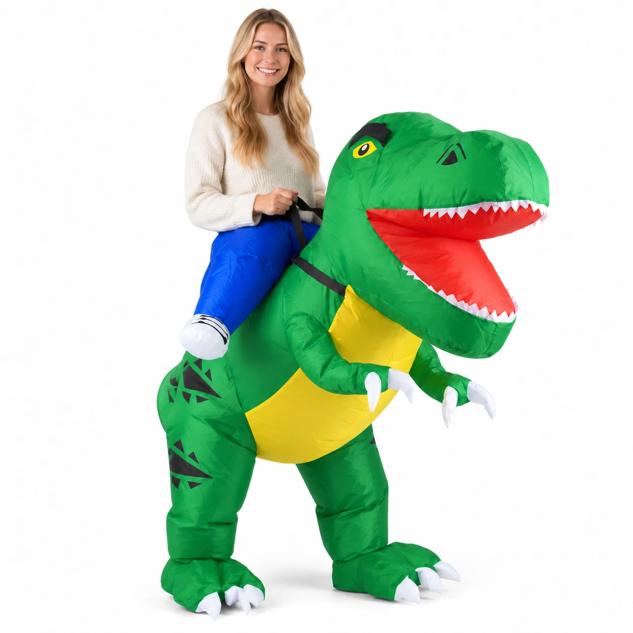 Uppblåsbar Dinosaurie T-Rex Maskeraddräkt för Vuxna 