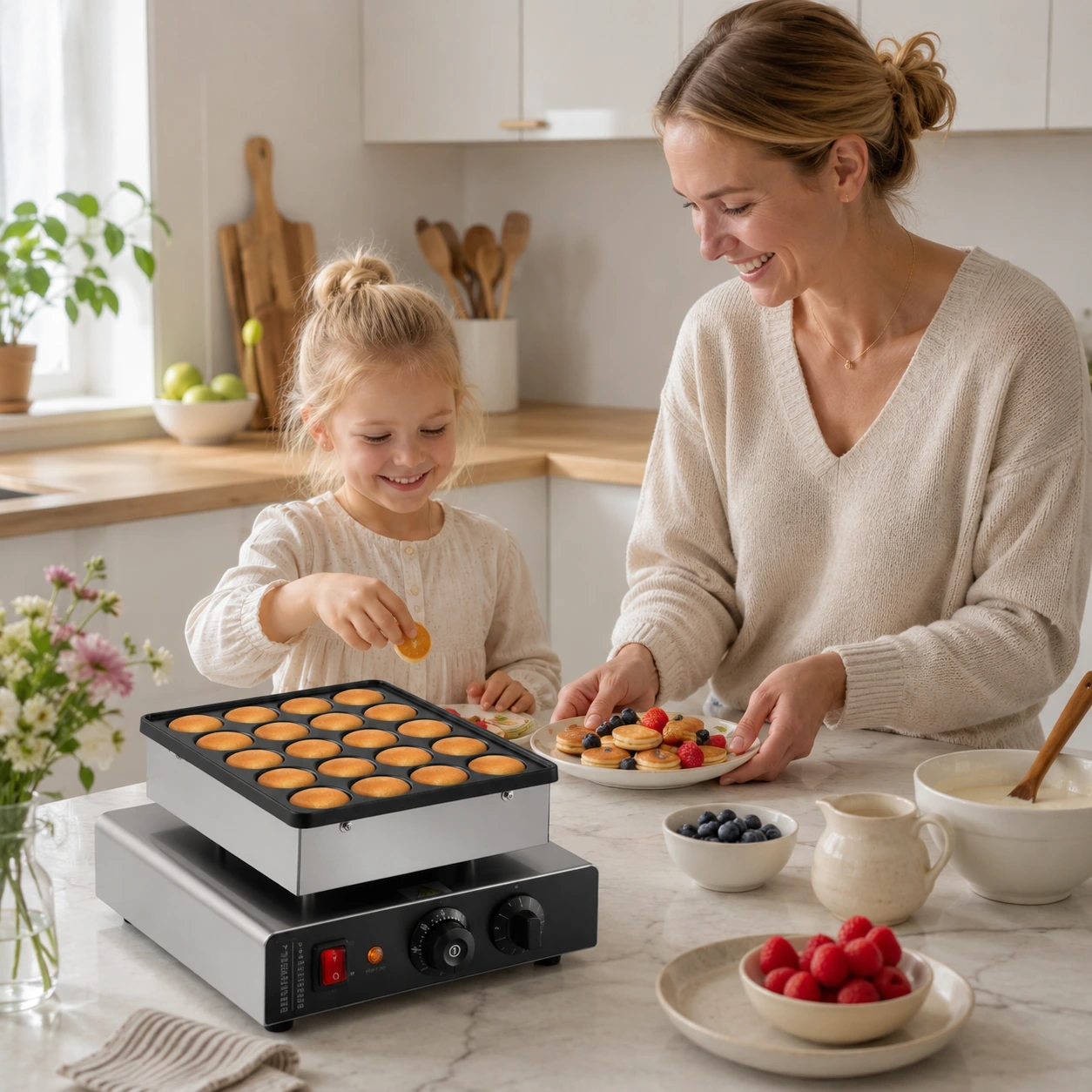 Mini pannkaksmaskin för poffertjes och dorayaki