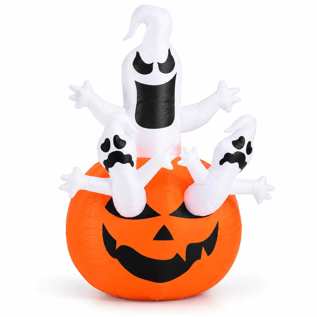 Puhallettava halloweenkurpitsa aaveilla ja LED-valoilla