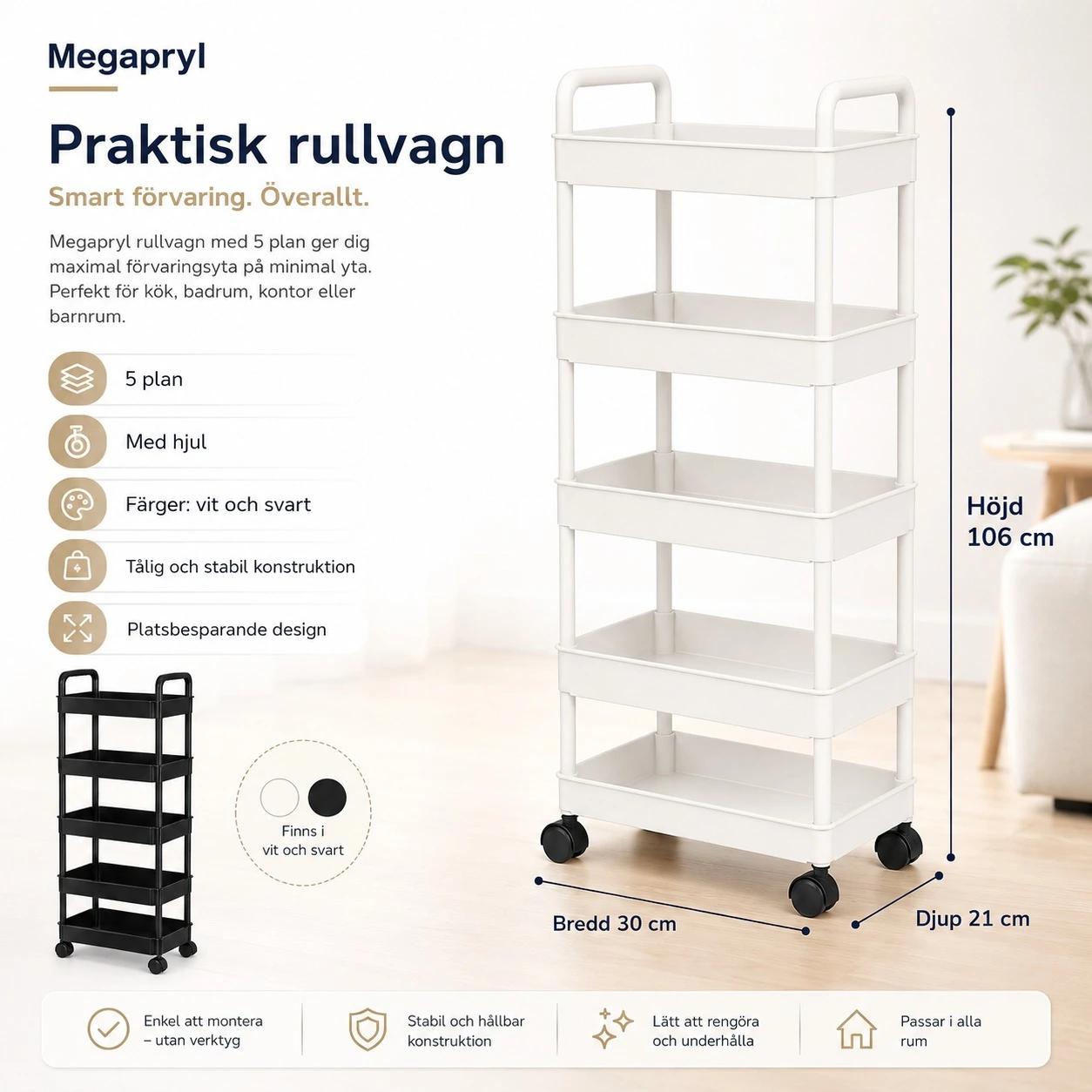 Rullvagn 5 Plan med Hjul