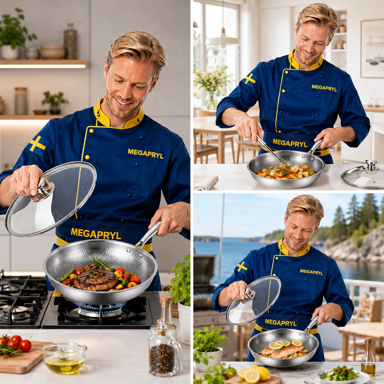Stekpanna med Lock i Titanlegering och Hamrad Insida