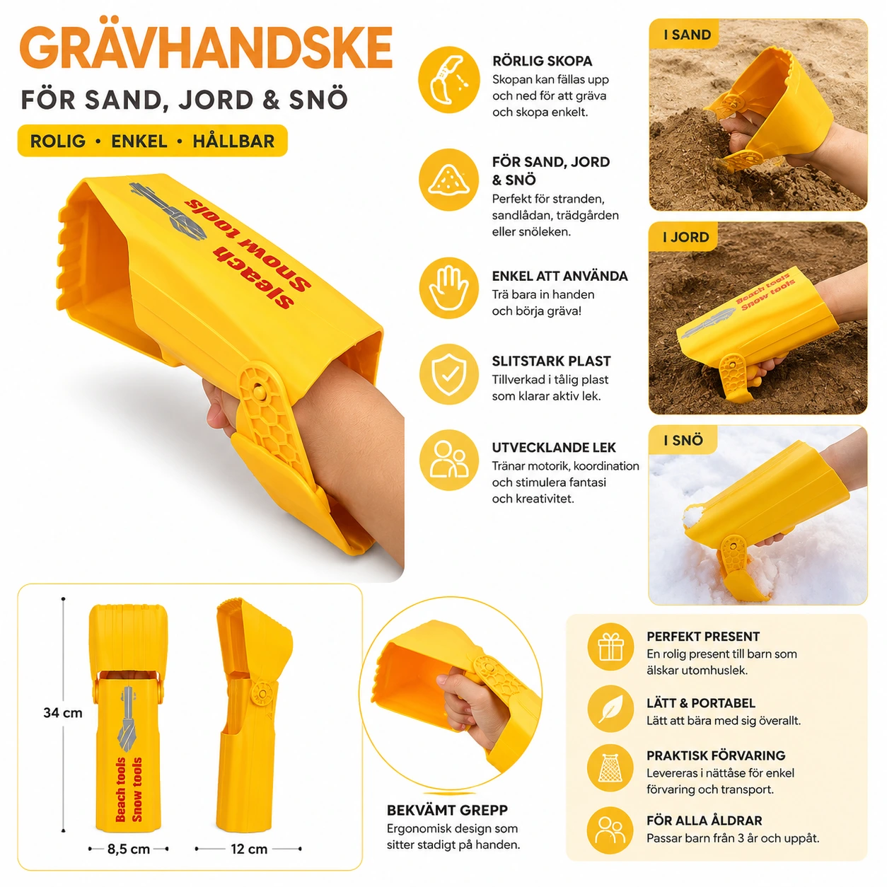 Grävhandske för Sand & Snö – Rolig Spadleksak för Barn