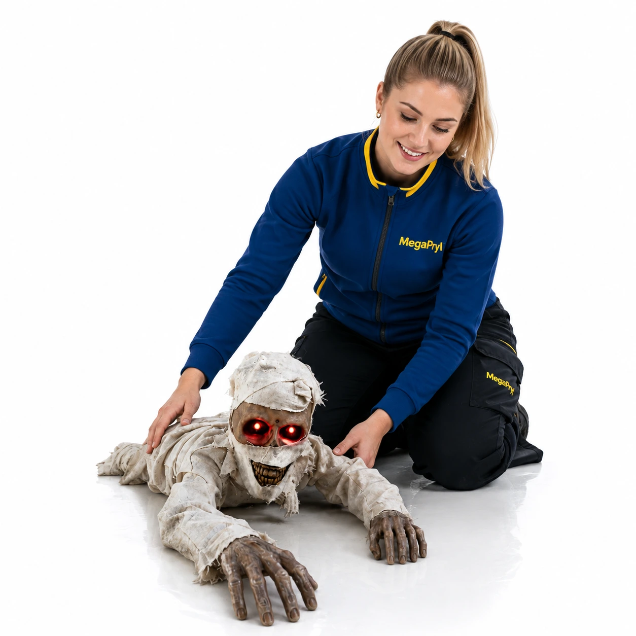 Krypande mumie för halloween med lysande ögon