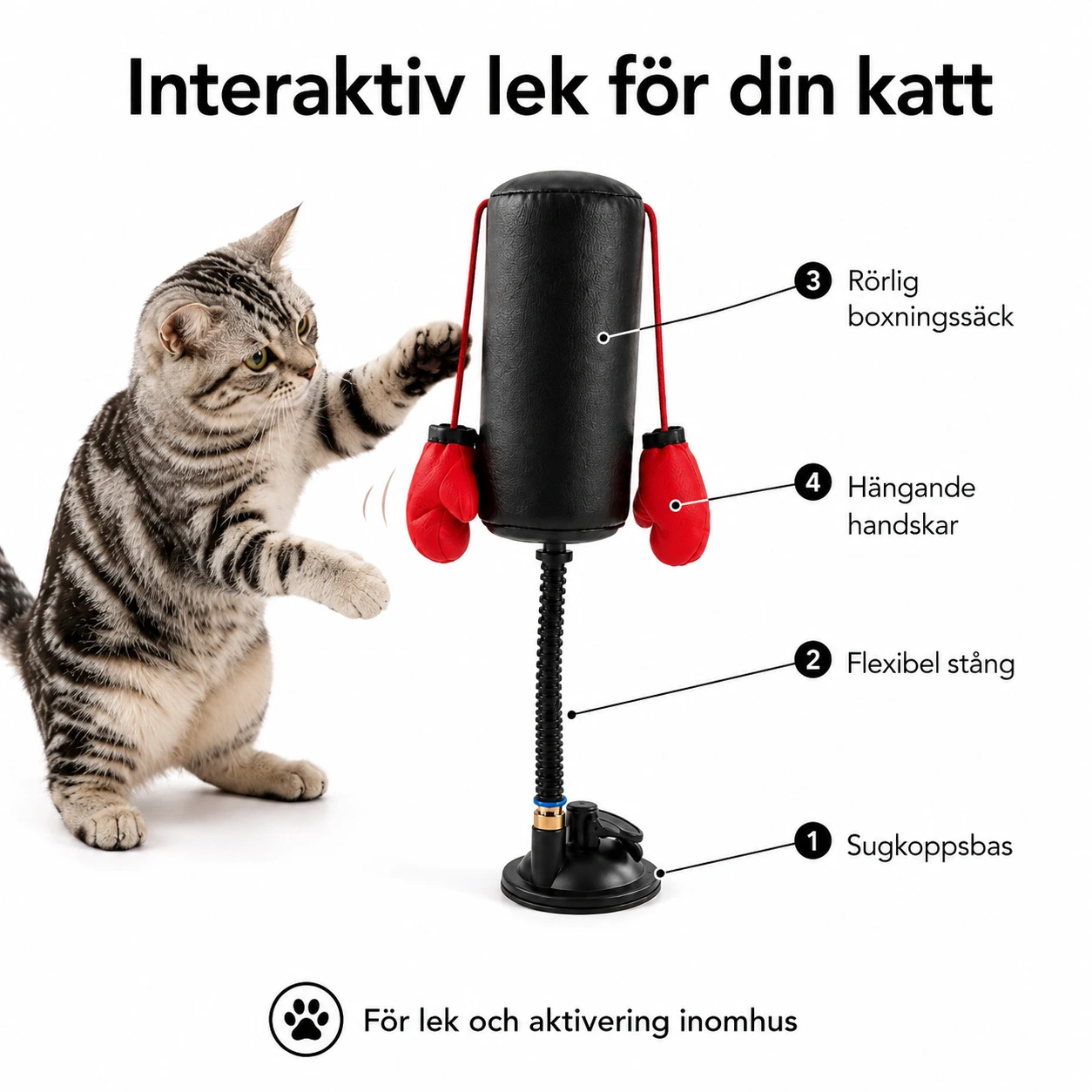 Kattleksak boxningssäck med sugkopp