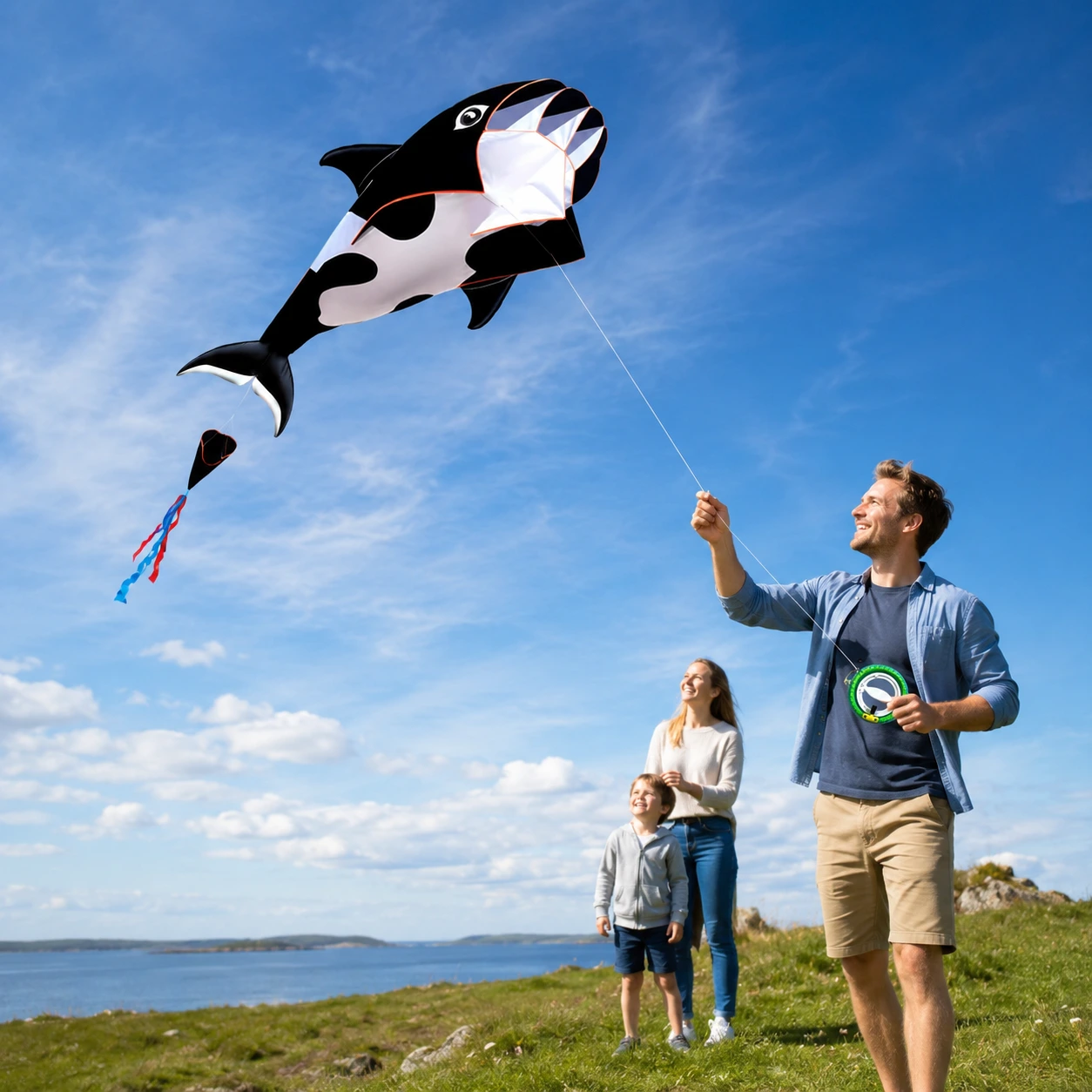 Drake Delfin Svart med Lina på Rulle