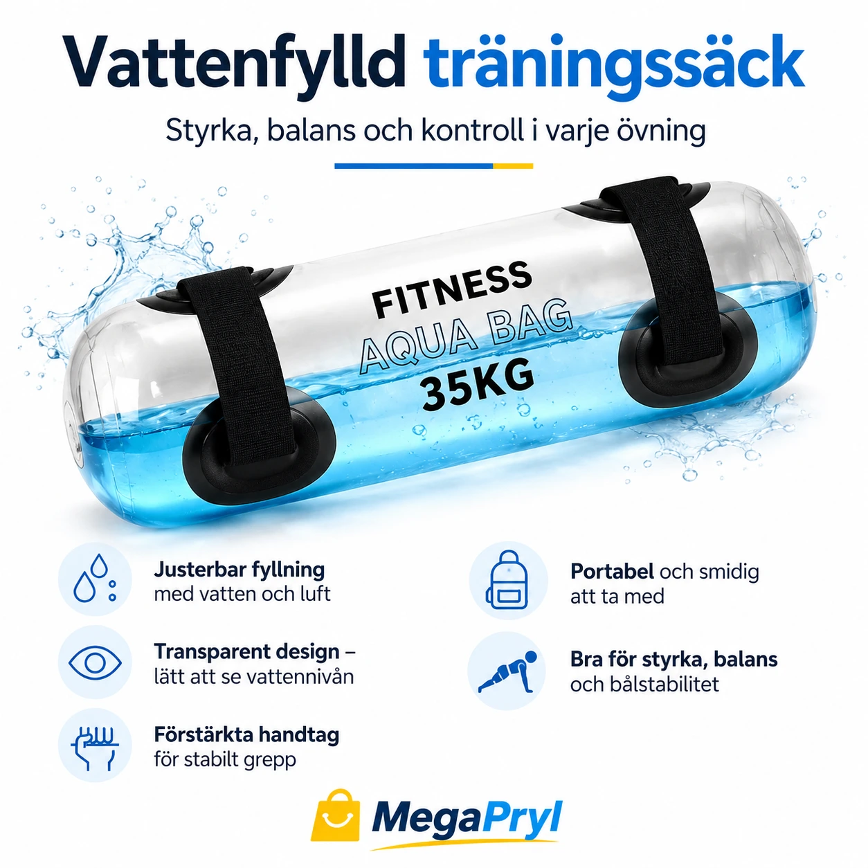 Vattenfylld träningssäck för styrka och balans