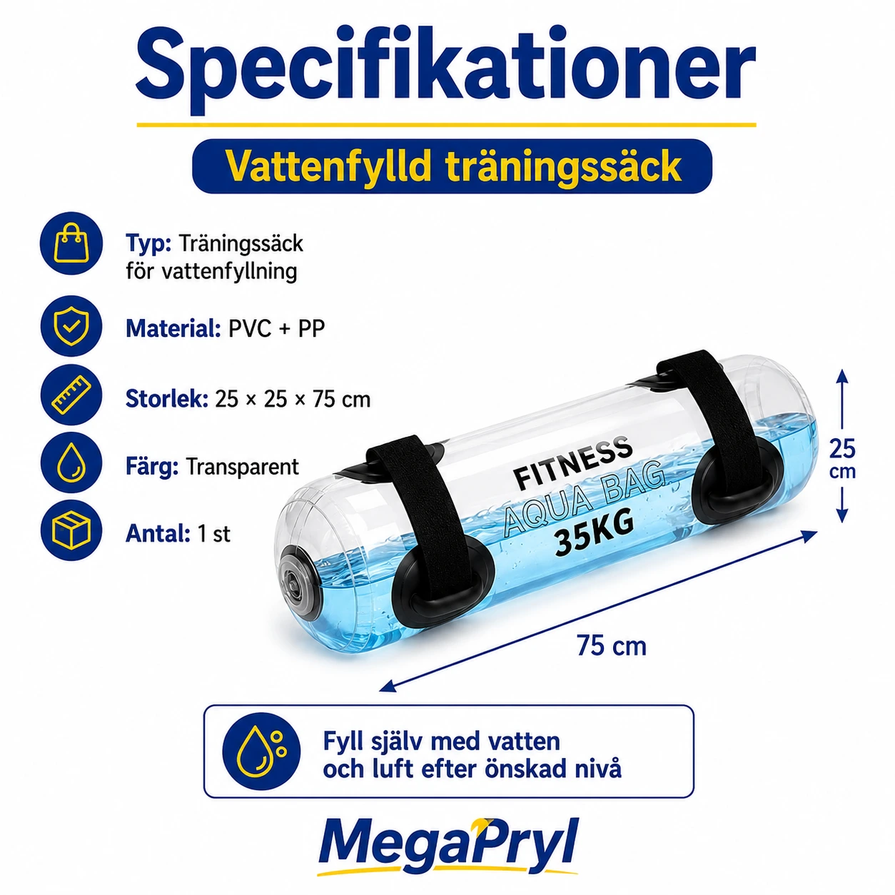 Vattenfylld träningssäck för styrka och balans