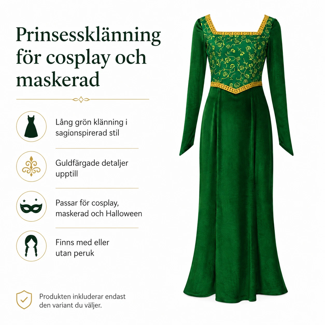 Prinsessklänning för cosplay och maskerad