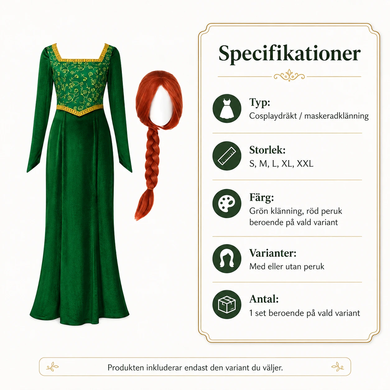 Prinsessklänning för cosplay och maskerad