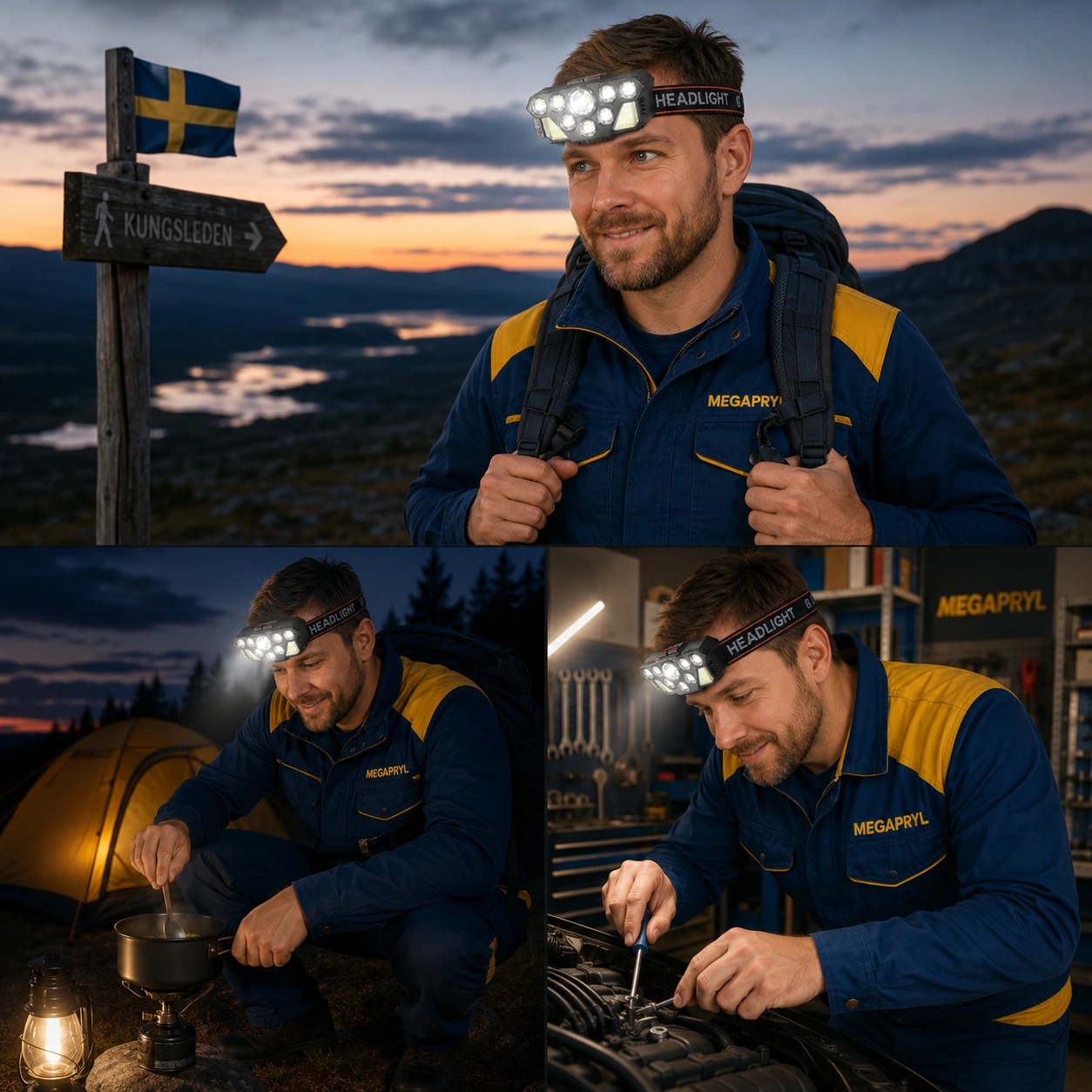 Pannlampa-LED USB-Uppladdningsbar med 4 Ljusslägen