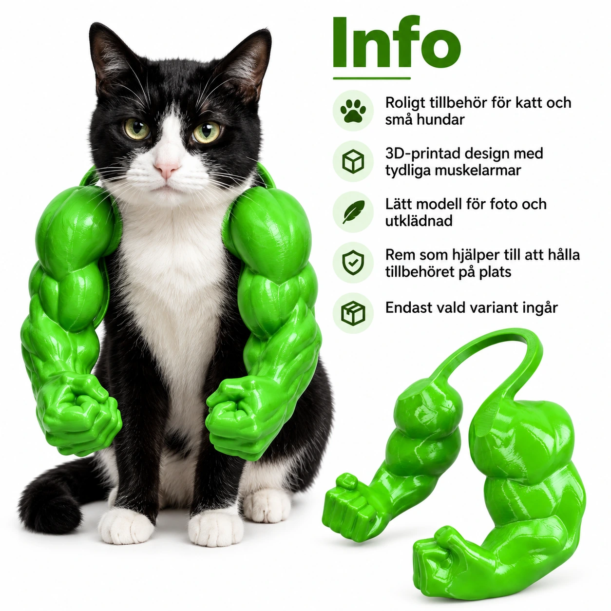 Tillbehörsset husdjur med muskelarmar, 3D-printat